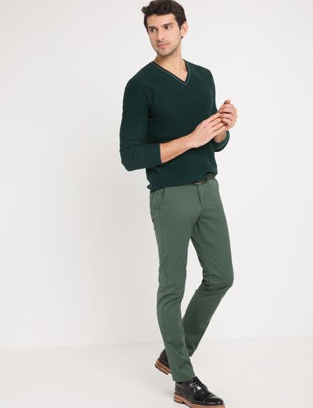 Yeşil Slim Fit Triko Kazak - 50175317063