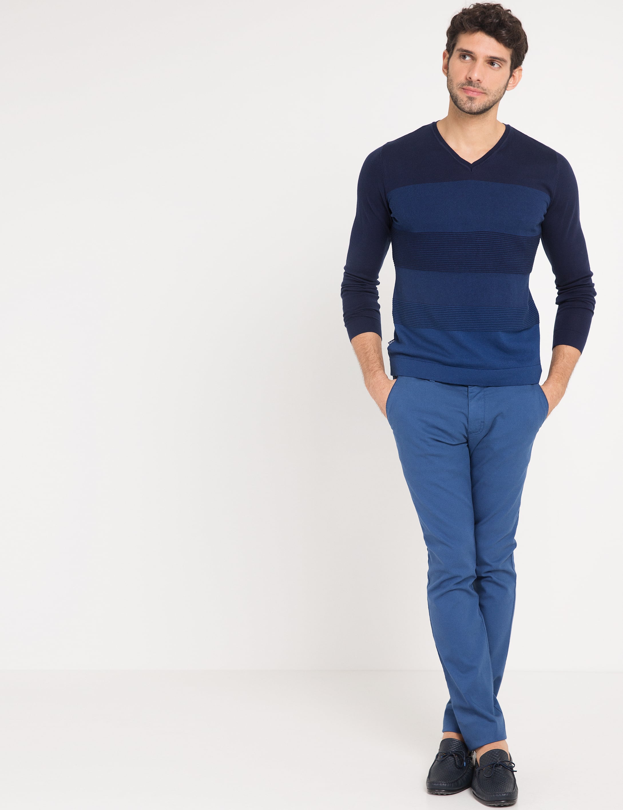 Lacivert Slim Fit Triko Kazak