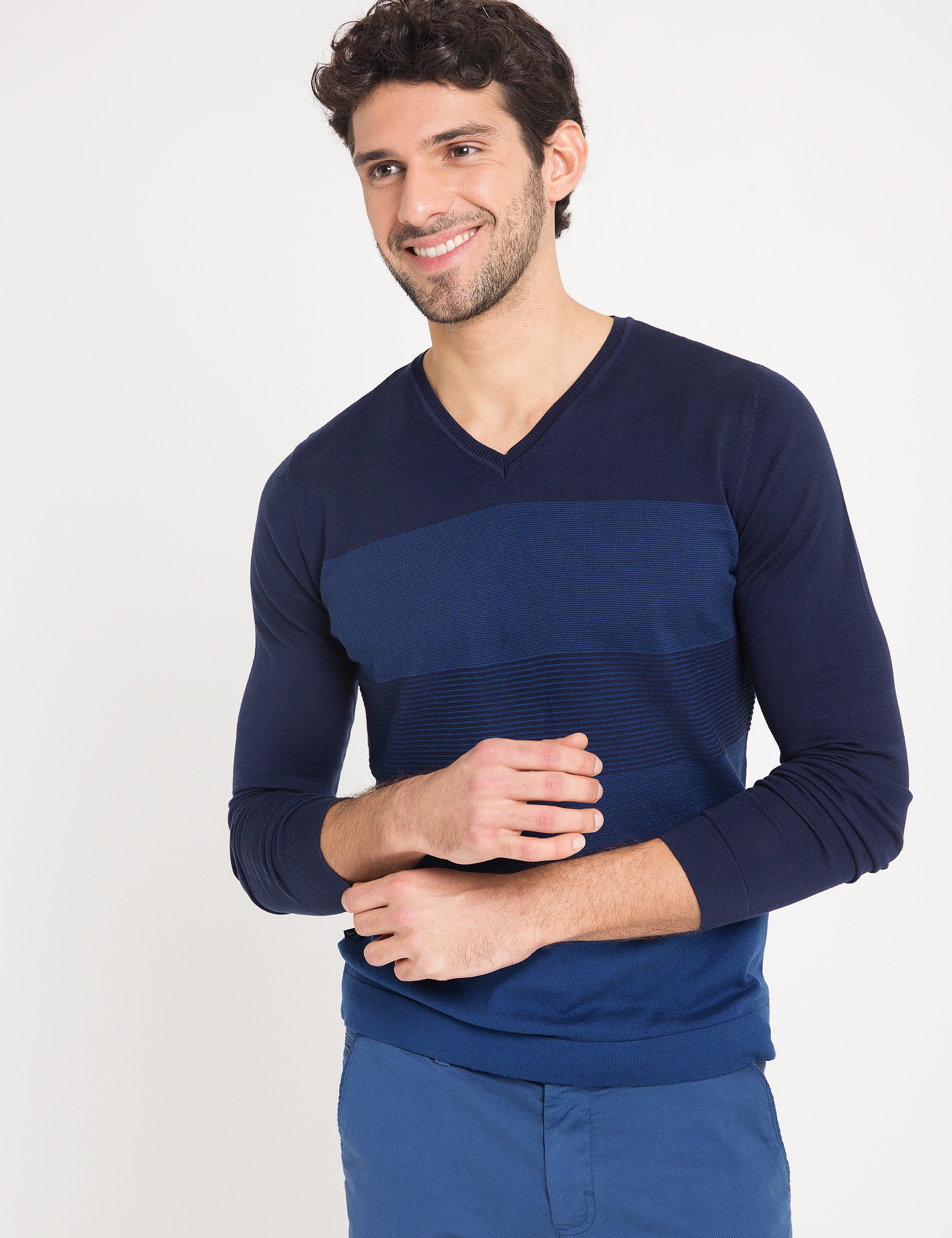 Lacivert Slim Fit Triko Kazak - Image 2