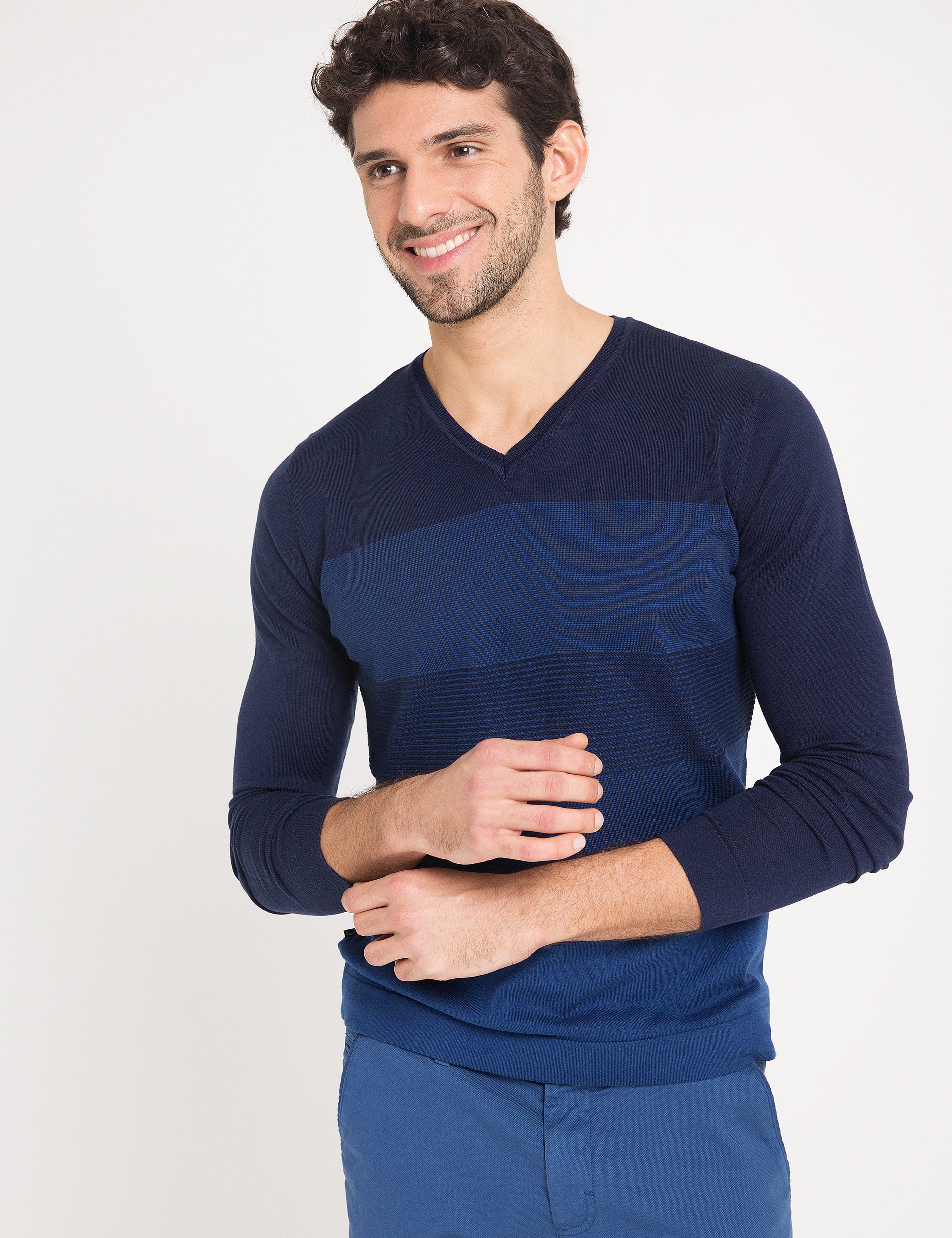 Lacivert Slim Fit Triko Kazak