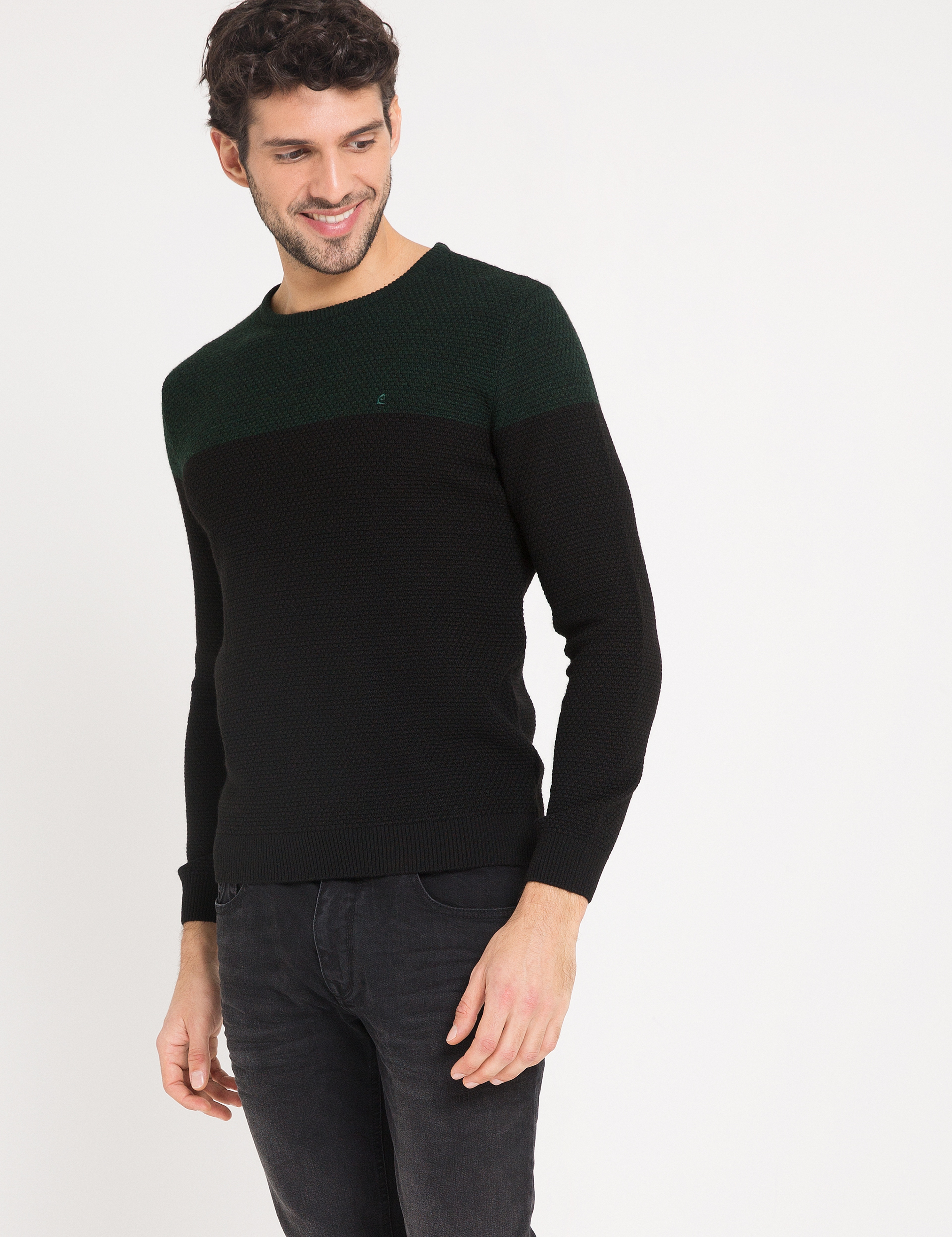 Yeşil Slim Fit Triko Kazak - Image 1