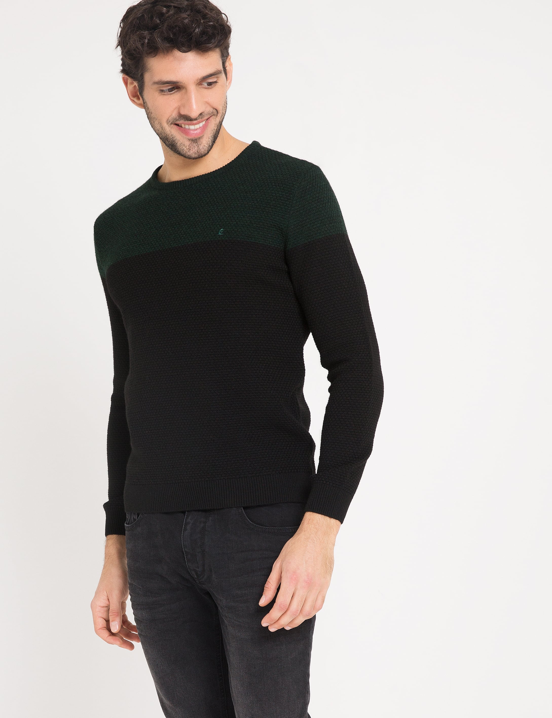 Yeşil Slim Fit Triko Kazak