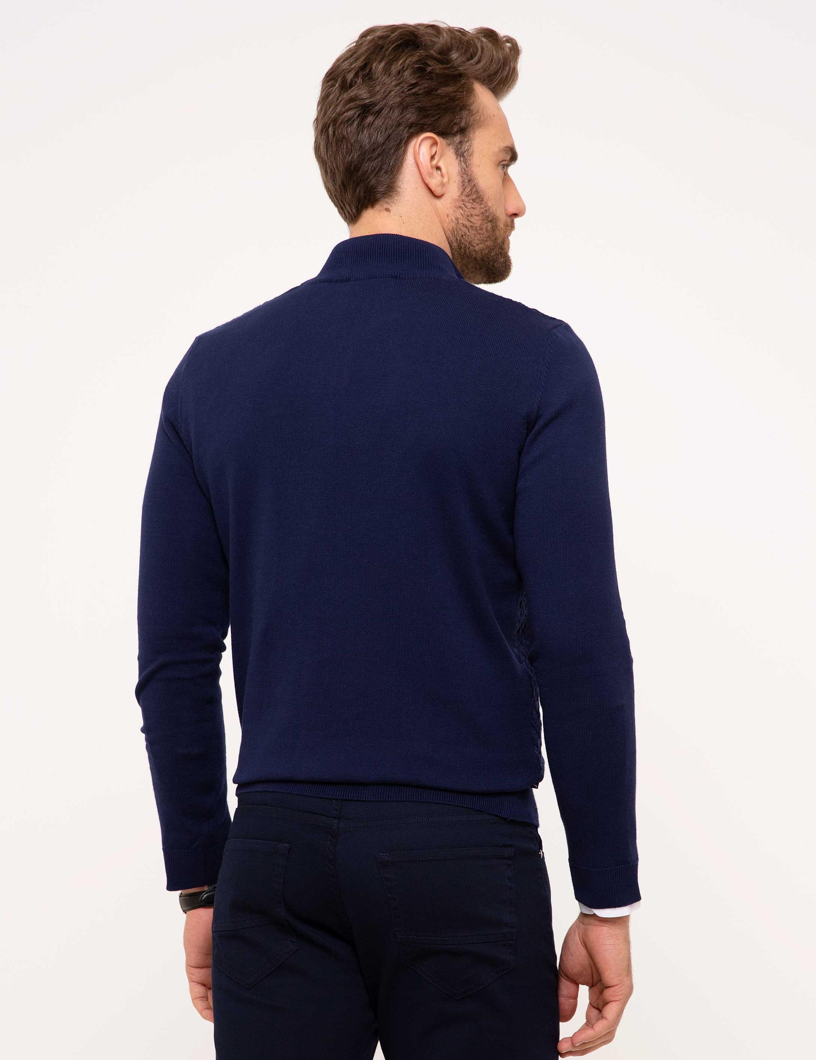 Lacivert Slim Fit Triko Kazak