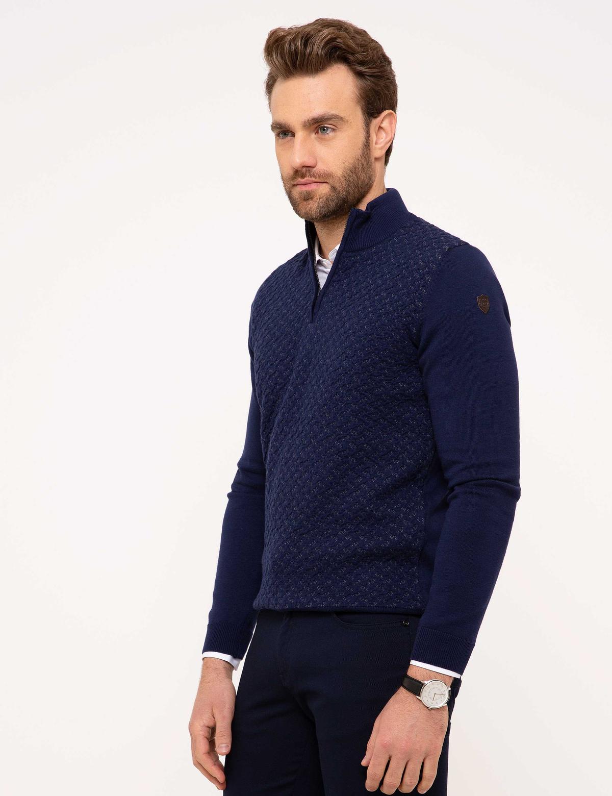 Lacivert Slim Fit Triko Kazak - 50175351053