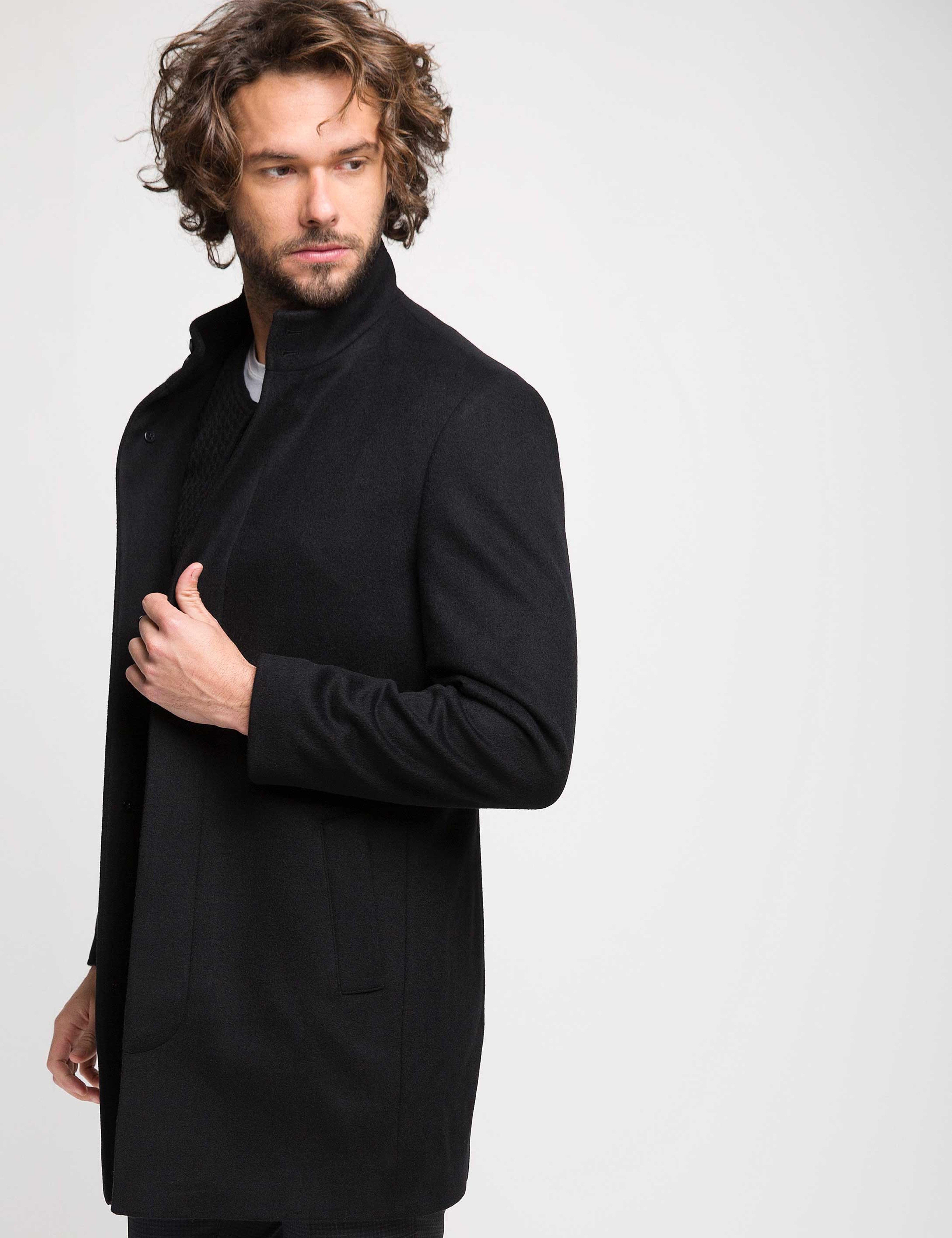 Siyah Slim Fit Palto