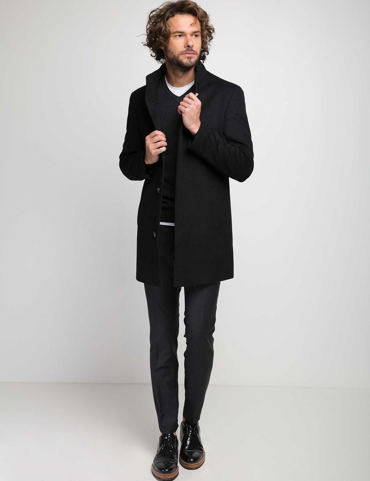 Siyah Slim Fit Palto - 50175685028