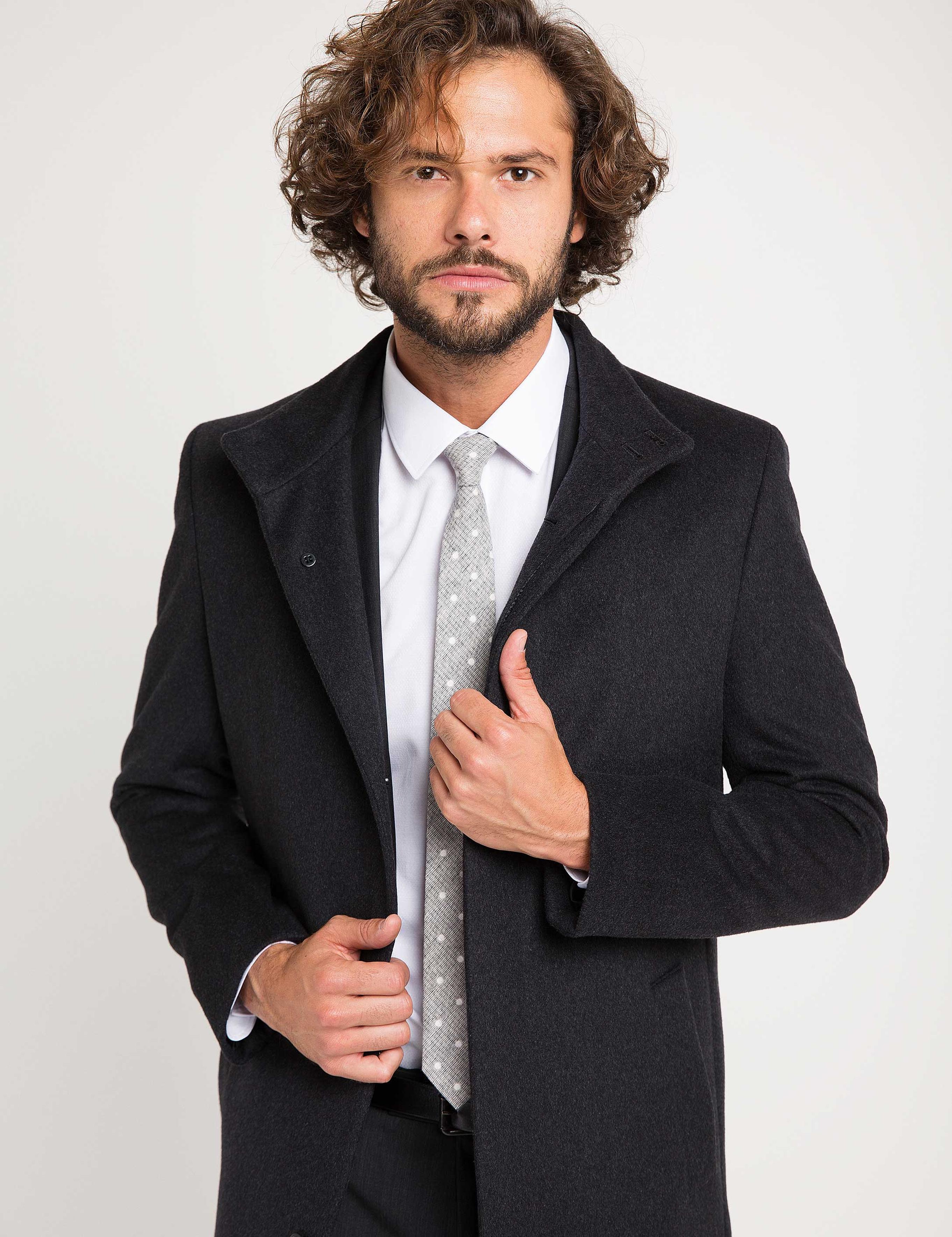 Antrasit Slim Fit Palto
