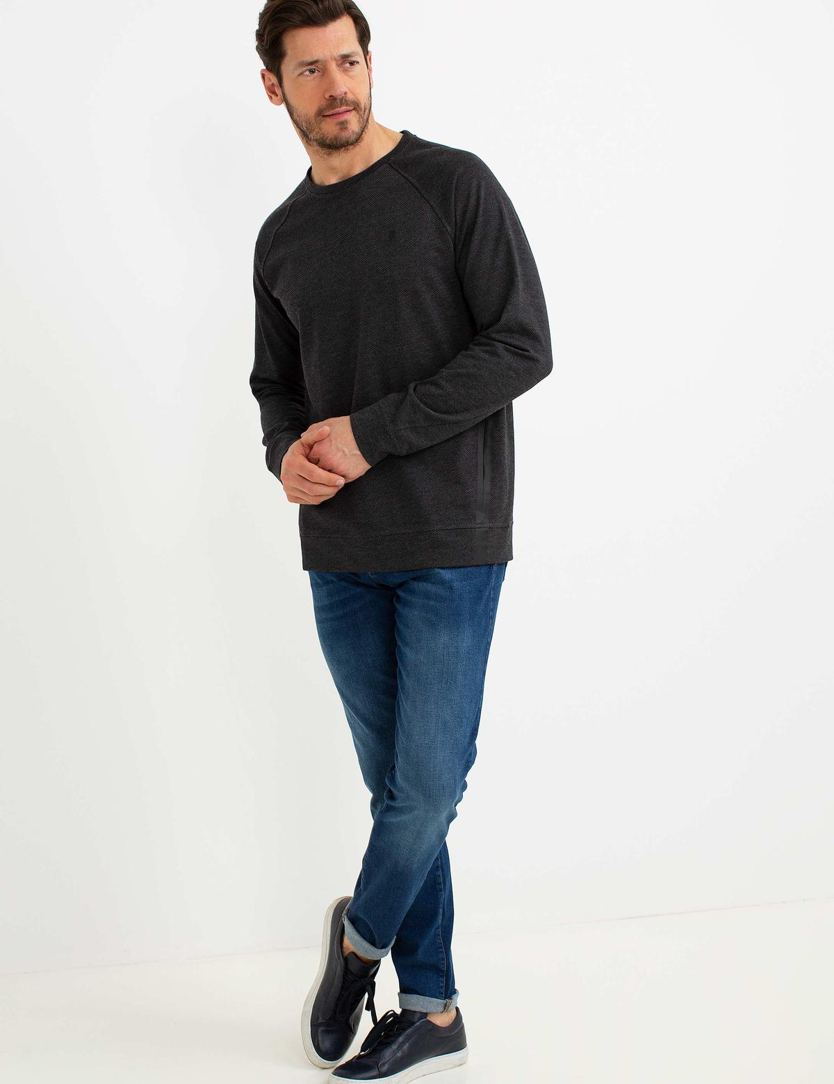 Antrasit Melanj Slim Fit Sweatshirt