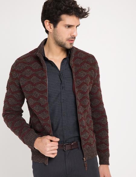 Bordo Triko Hırka - 50176275005