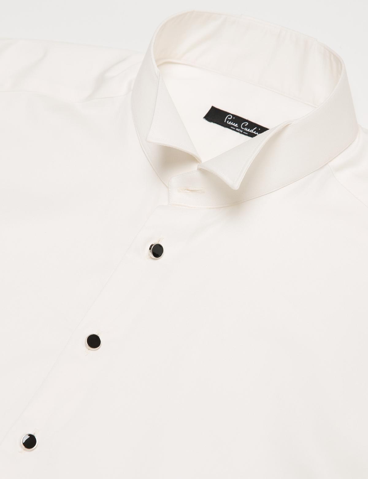 Ekru Slim Fit Smokin Gömlek - 50176482001