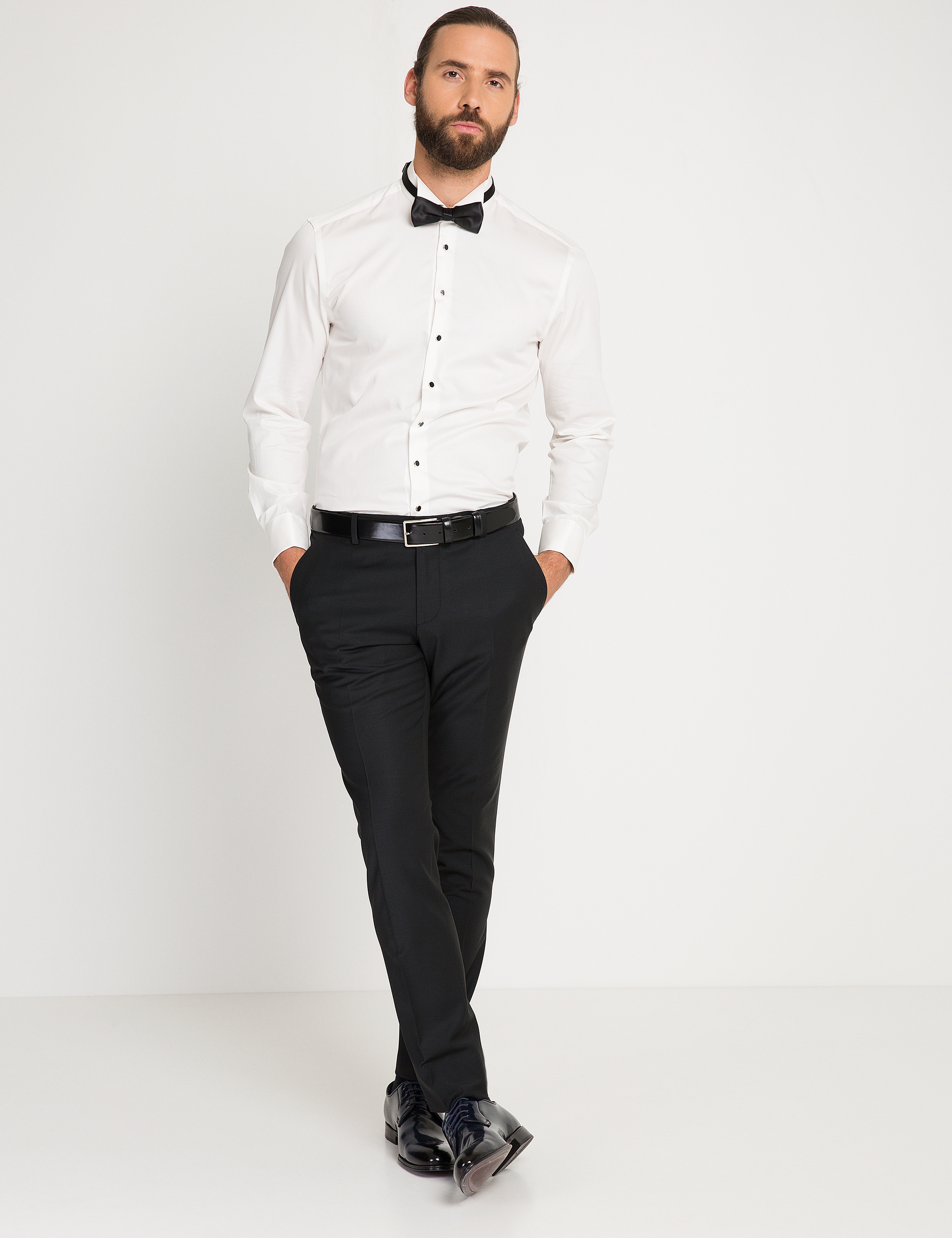 Ekru Slim Fit Smokin Gömlek
