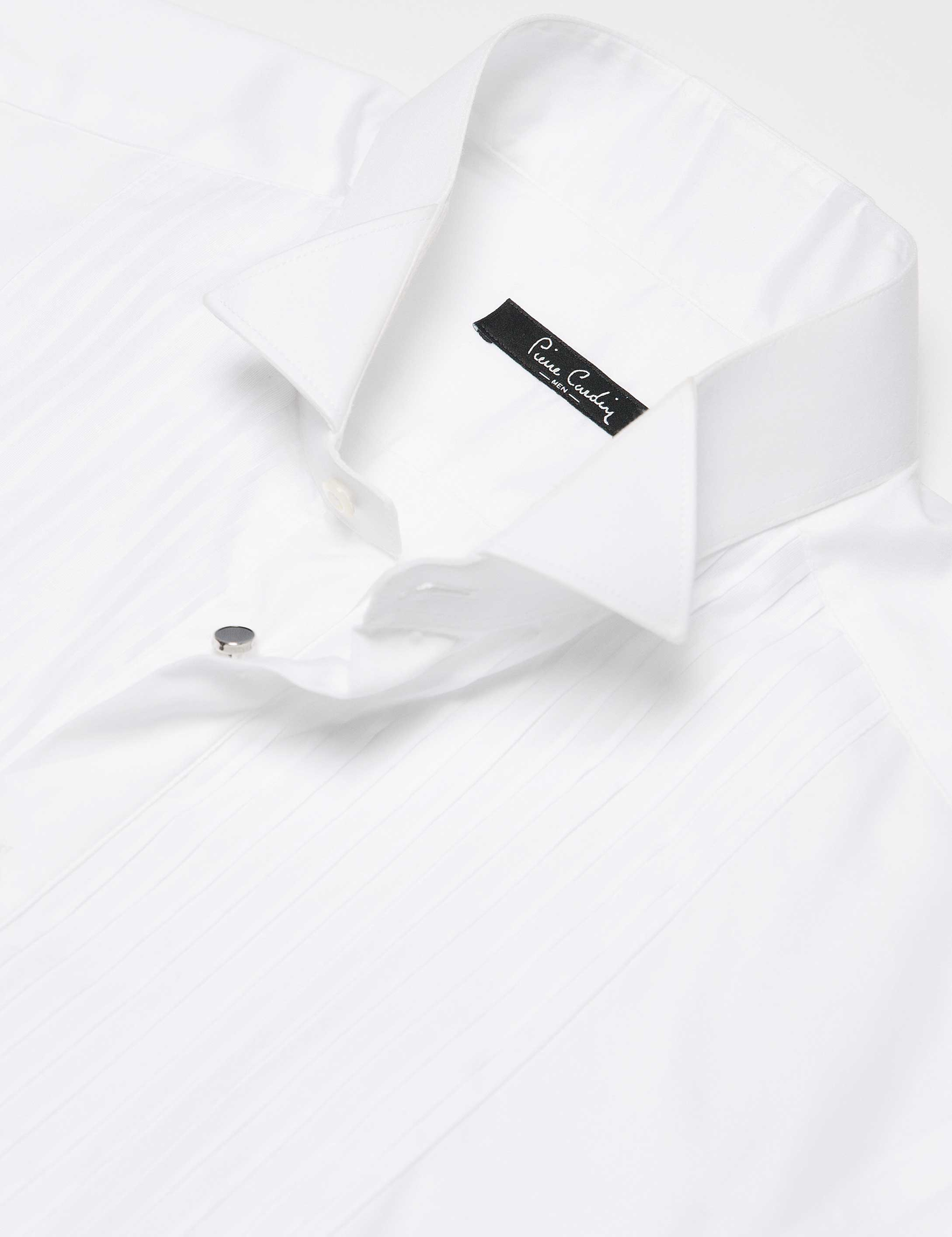 Beyaz Slim Fit Smokin Gömlek - Image 3