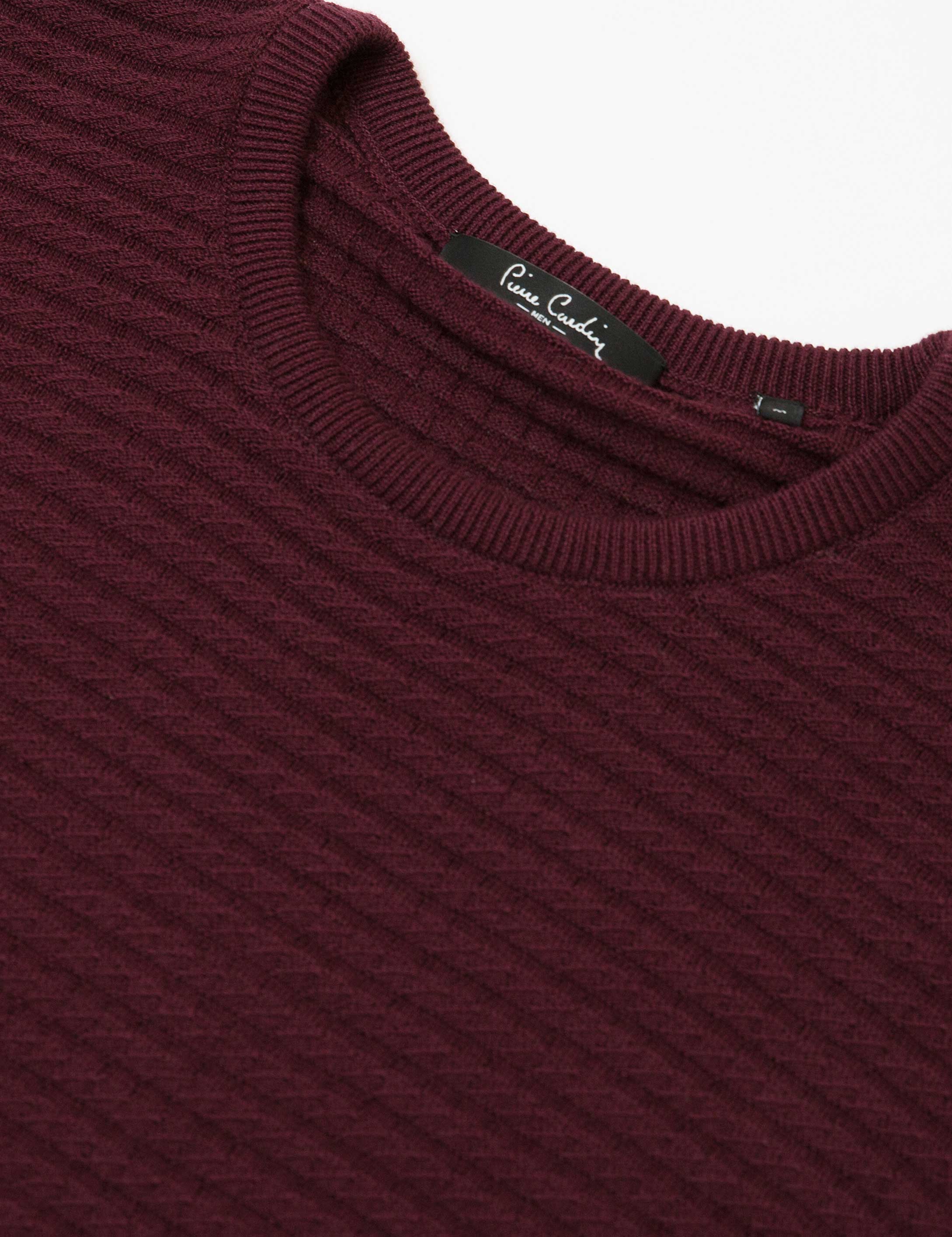 Bordo Slim Fit Triko Kazak - Image 3