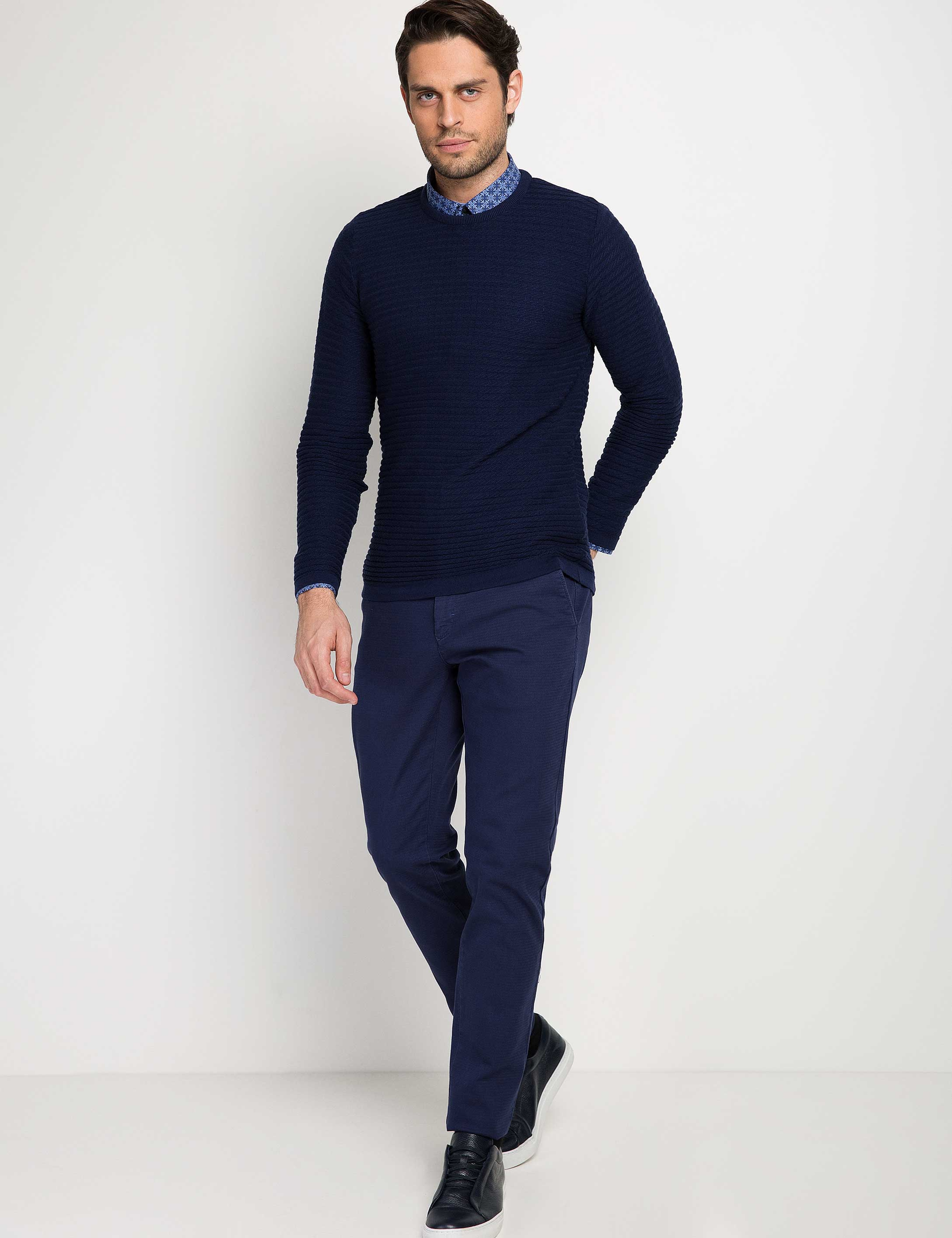 Lacivert Slim Fit Triko Kazak - Image 2