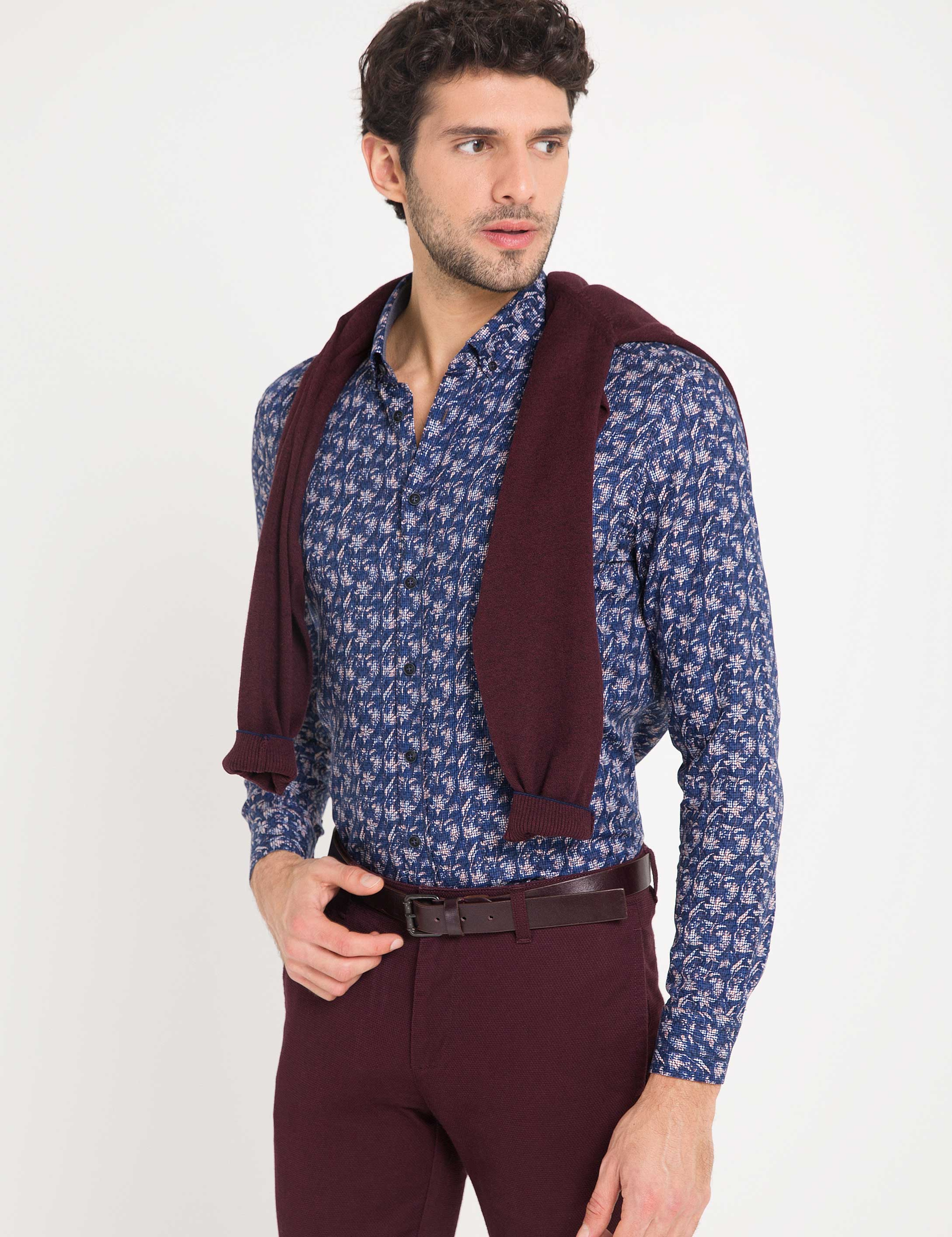 Lacivert Slim Fit Gömlek - Image 2