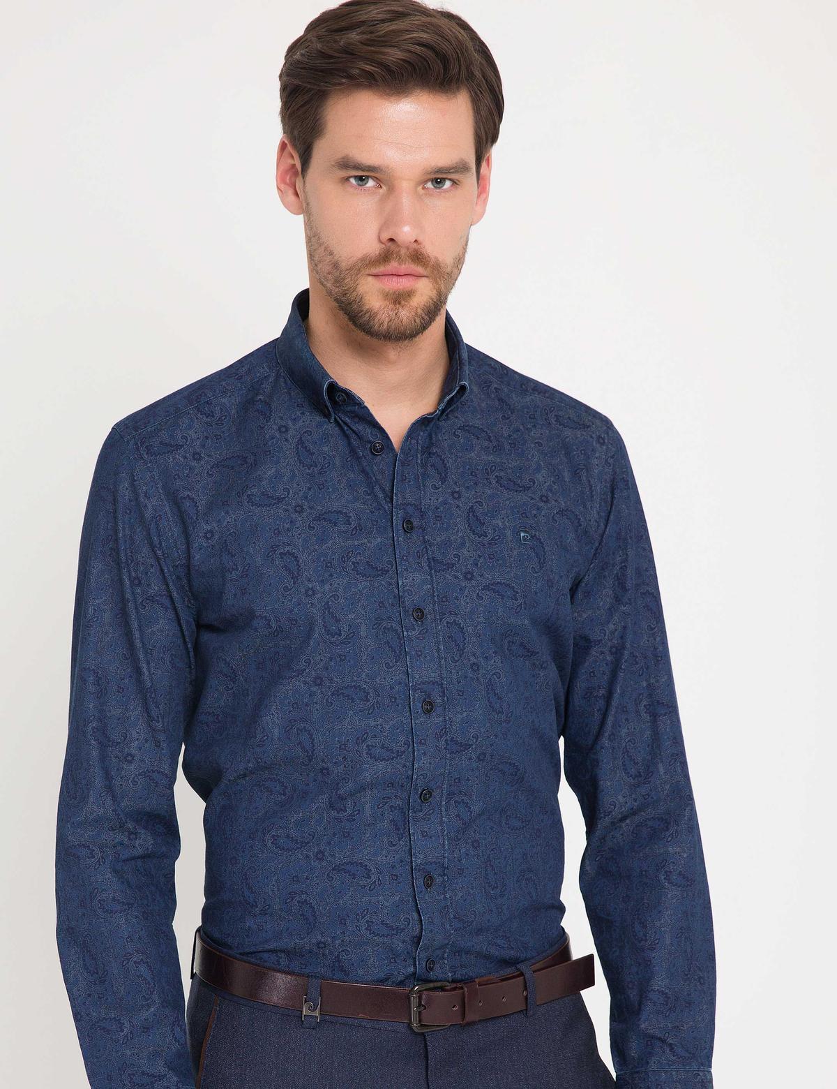 Slim Lacivert Gömlek - 50178967019