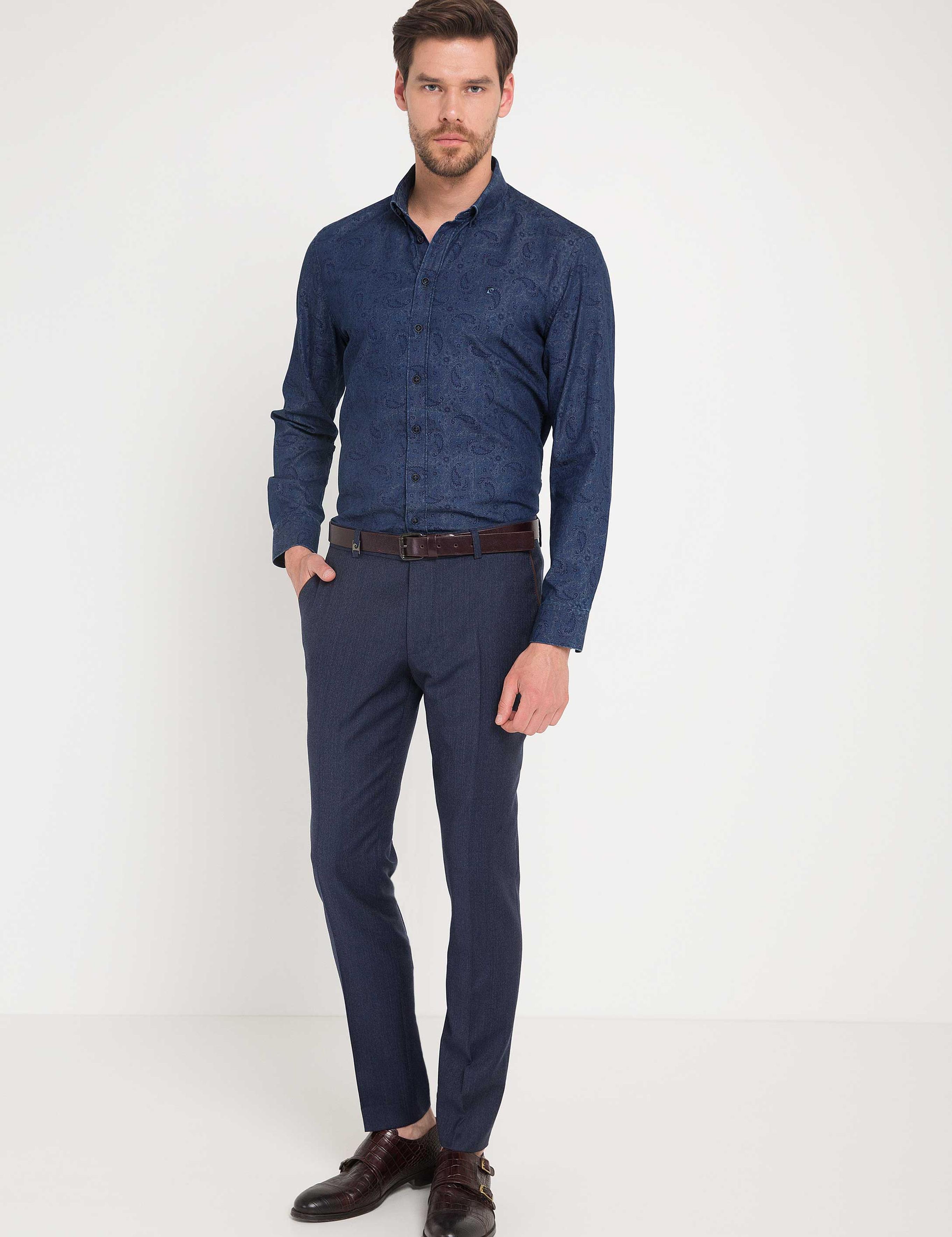 Slim Lacivert Gömlek