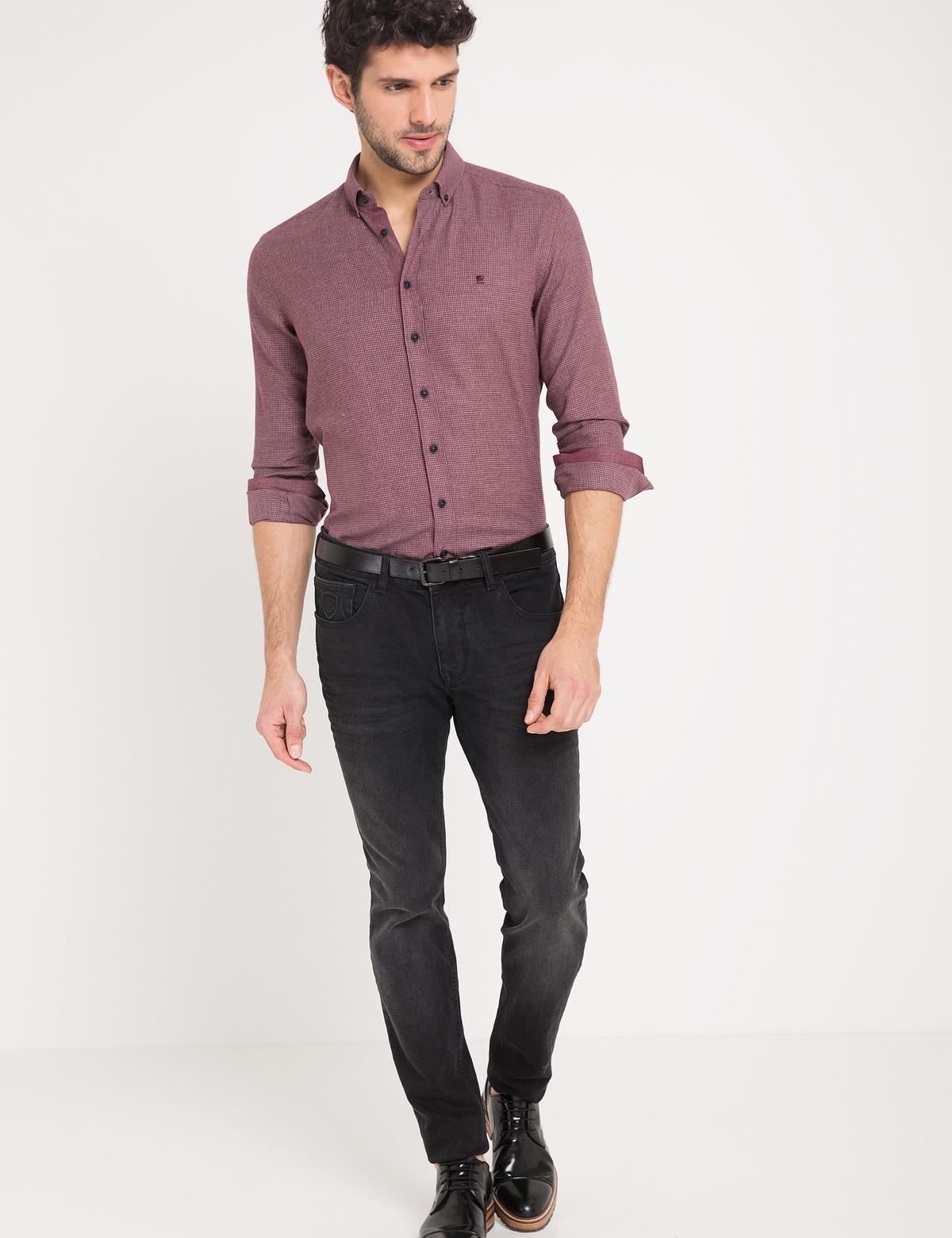 Slim Bordo Gömlek - 50178976025