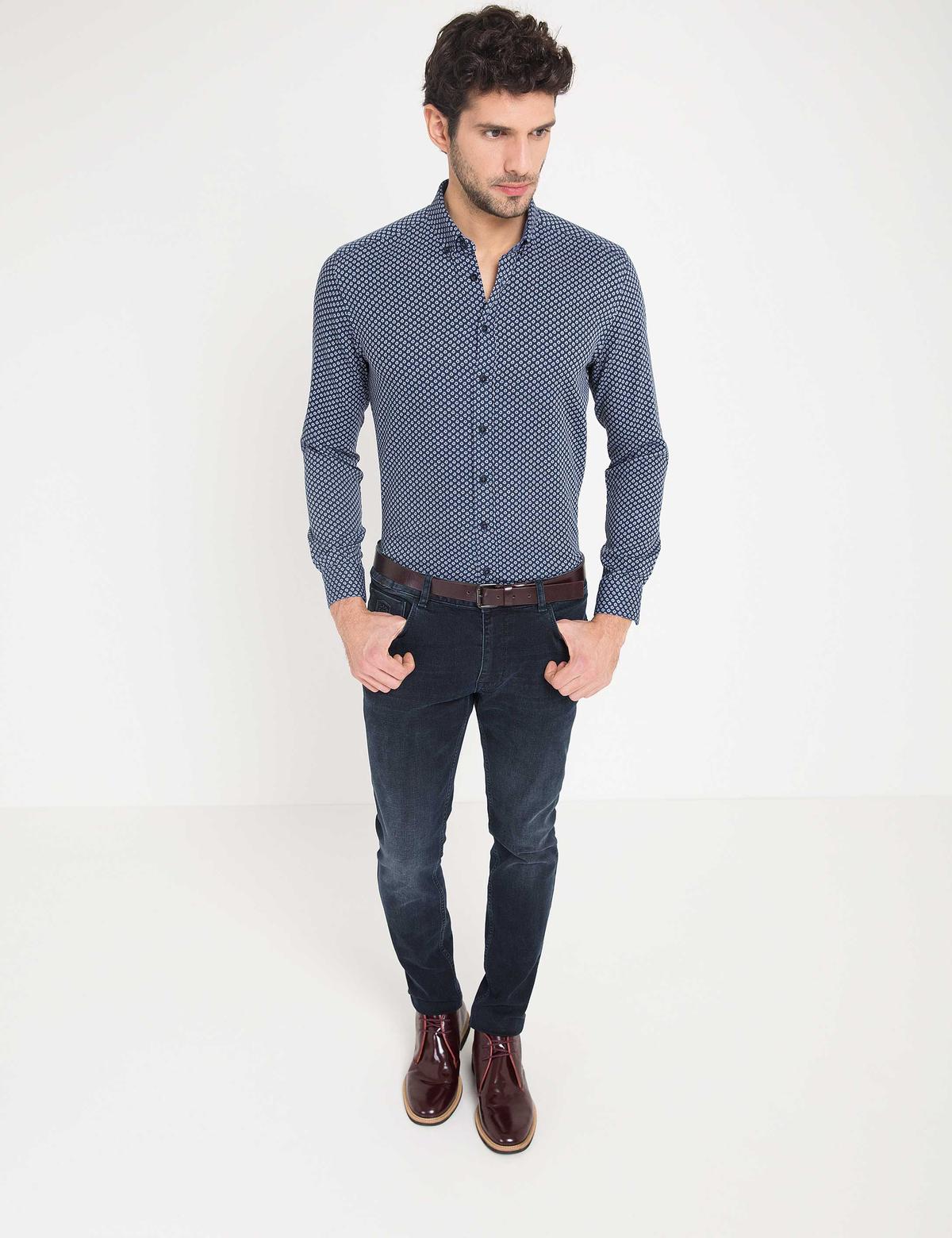 Slim Lacivert Gömlek