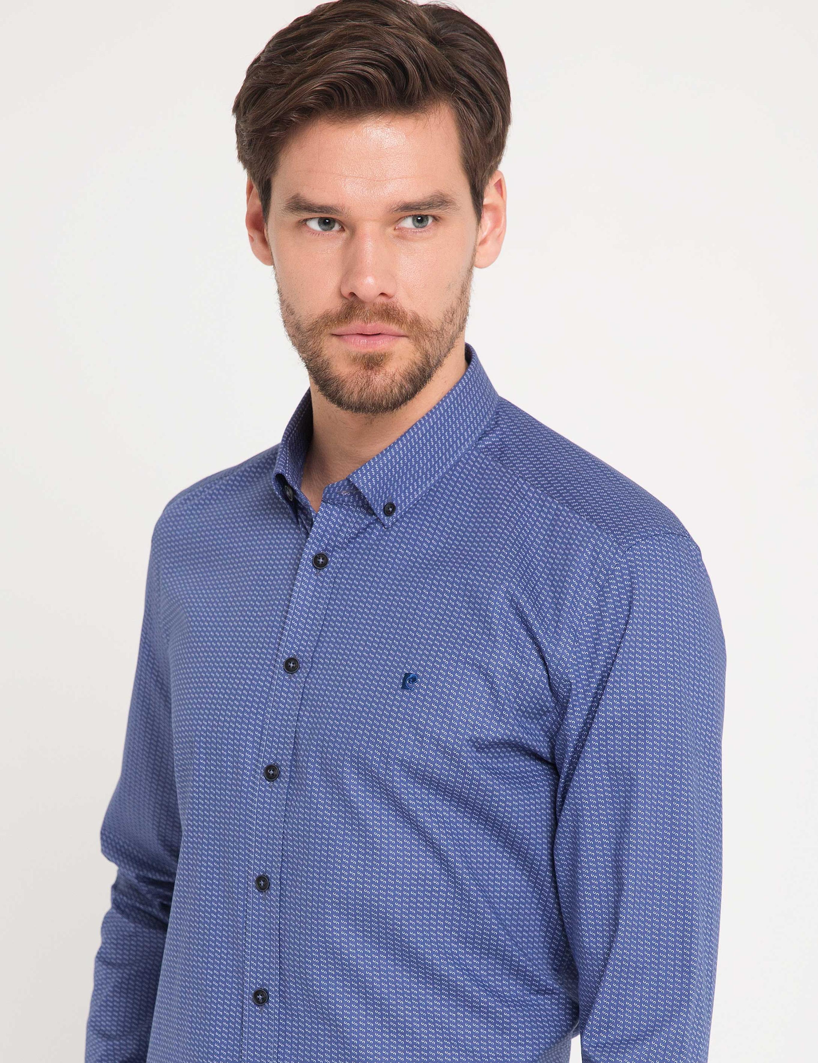 Lacivert Slim Fit Uzun Kollu Gömlek