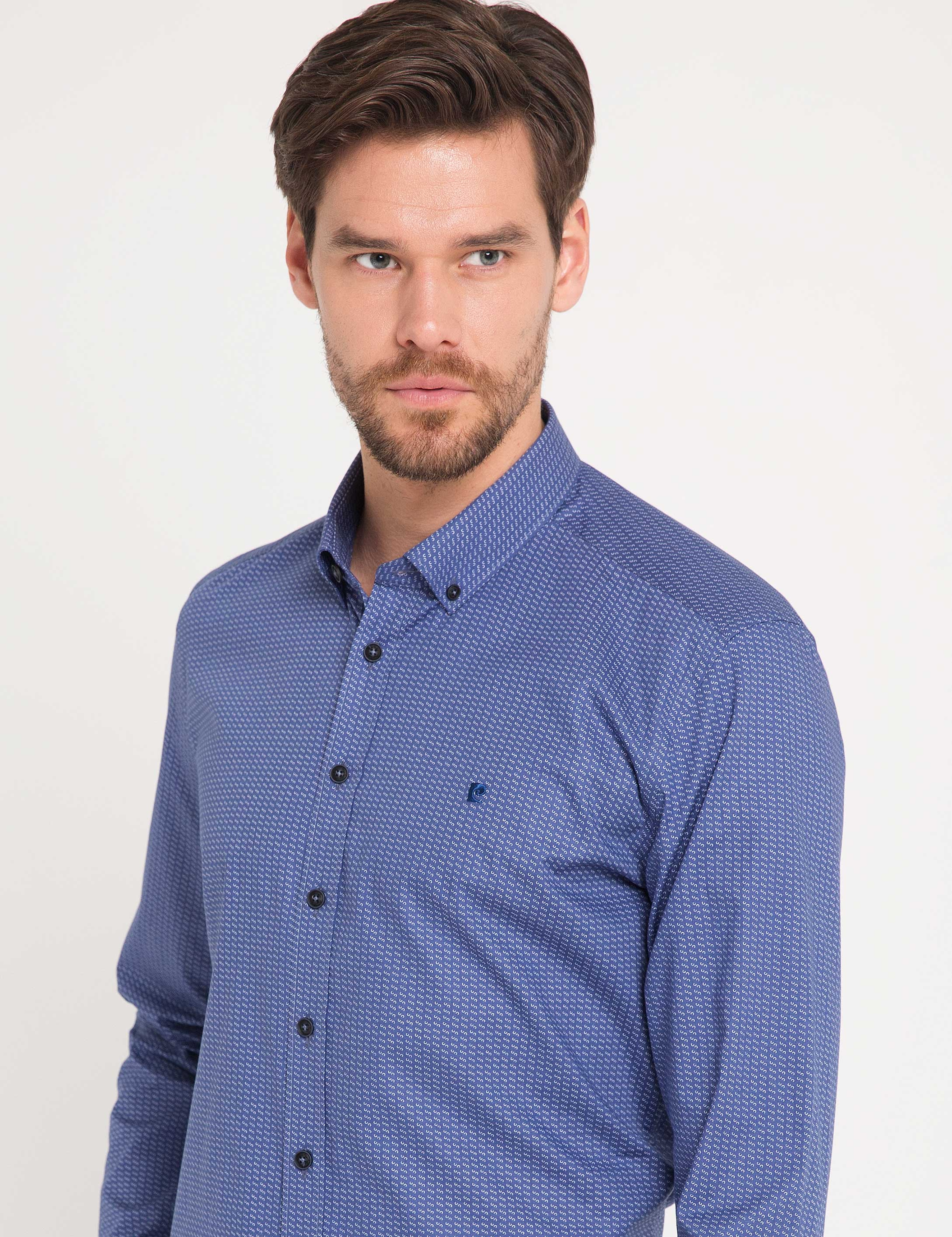 Lacivert Slim Fit Uzun Kollu Gömlek - Image 1