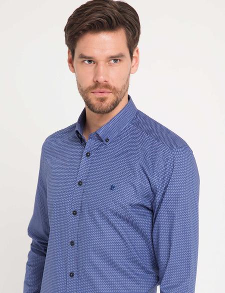 Lacivert Slim Fit Uzun Kollu Gömlek - 50178988025