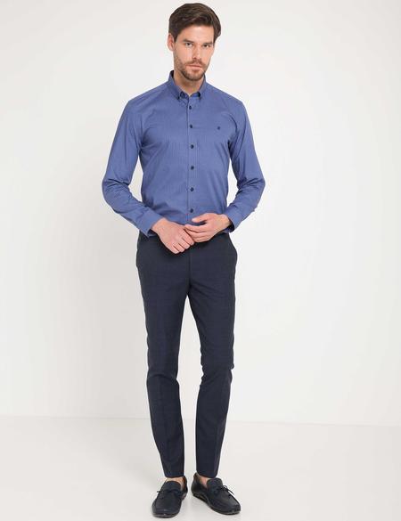 Lacivert Slim Fit Uzun Kollu Gömlek - 50178988025