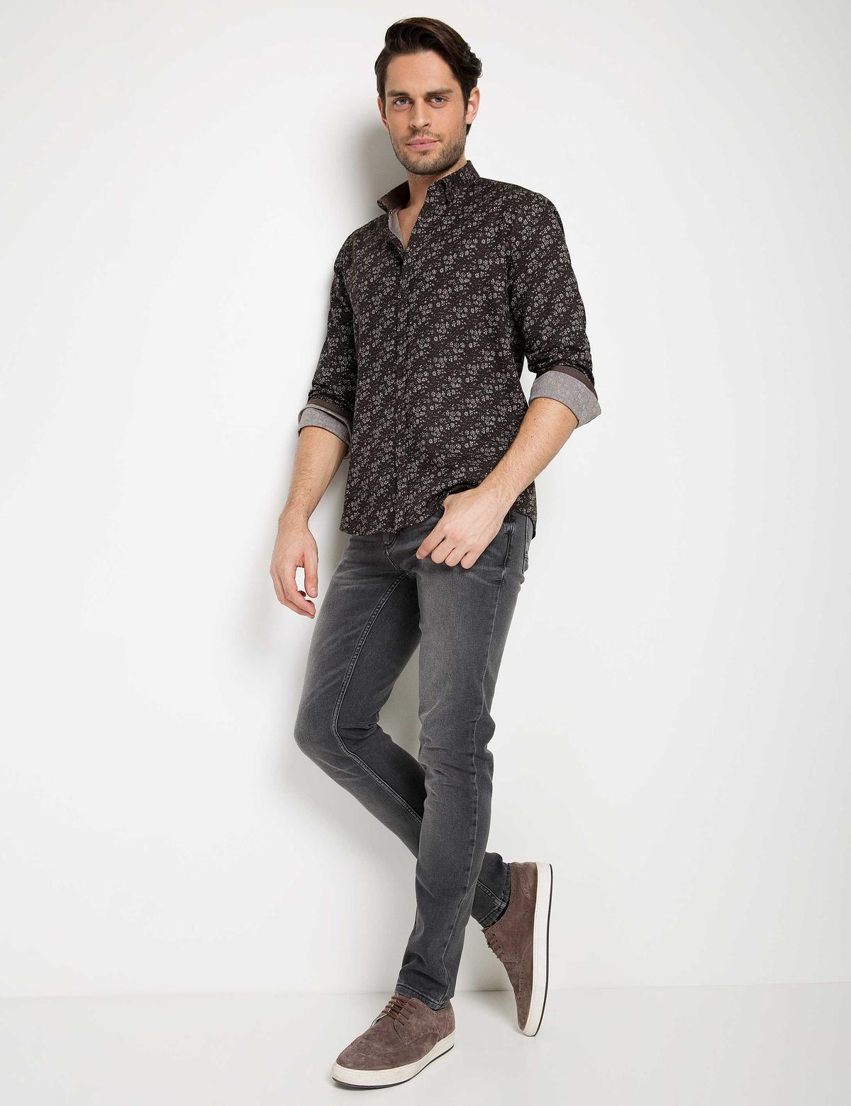 Slim Kahverengi Gömlek - 50179006035