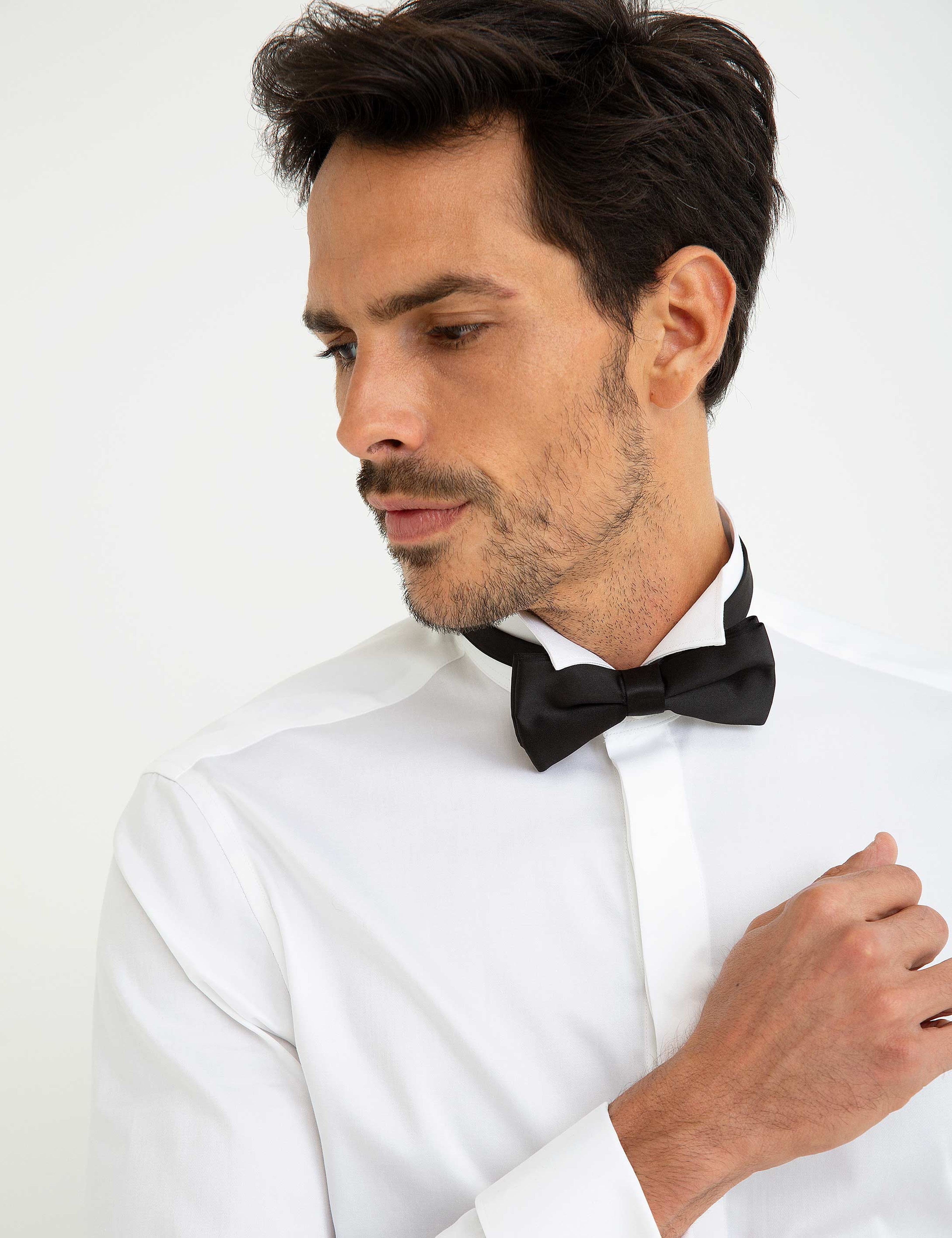 Beyaz Slim Fit Smokin Gömlek - Image 1