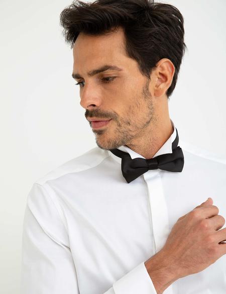 Beyaz Slim Fit Smokin Gömlek - 50179079001