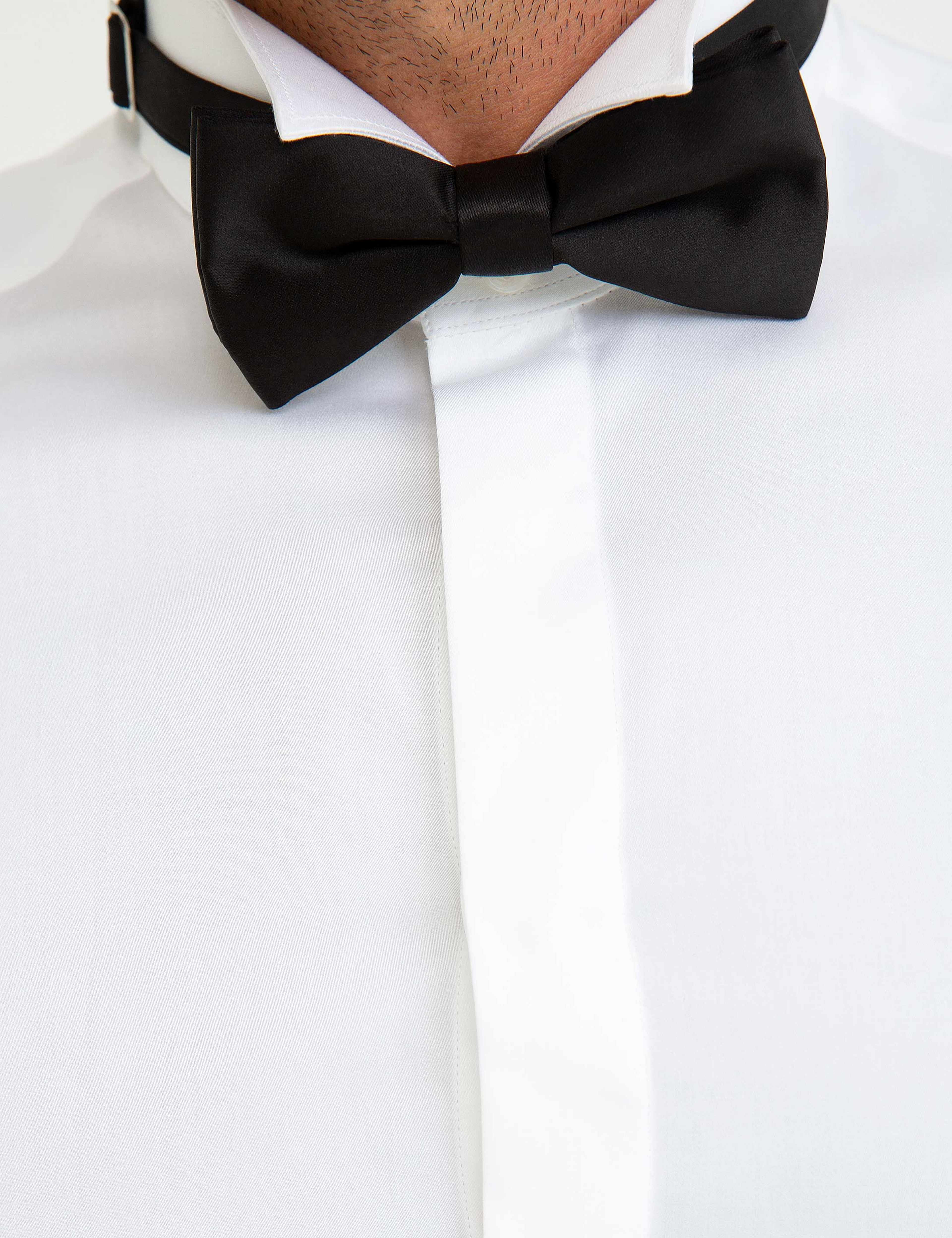 Beyaz Slim Fit Smokin Gömlek - Image 4