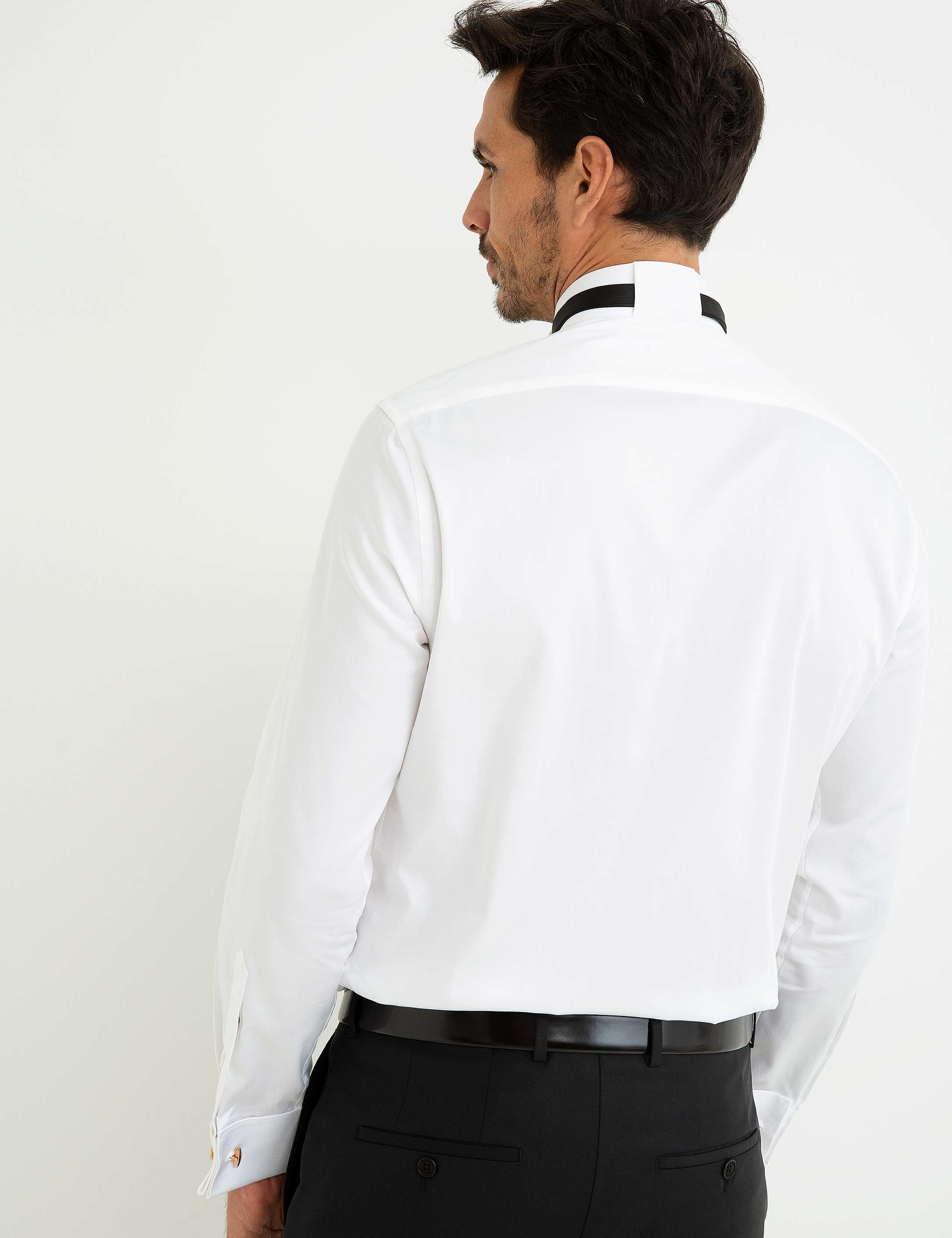 Beyaz Slim Fit Smokin Gömlek