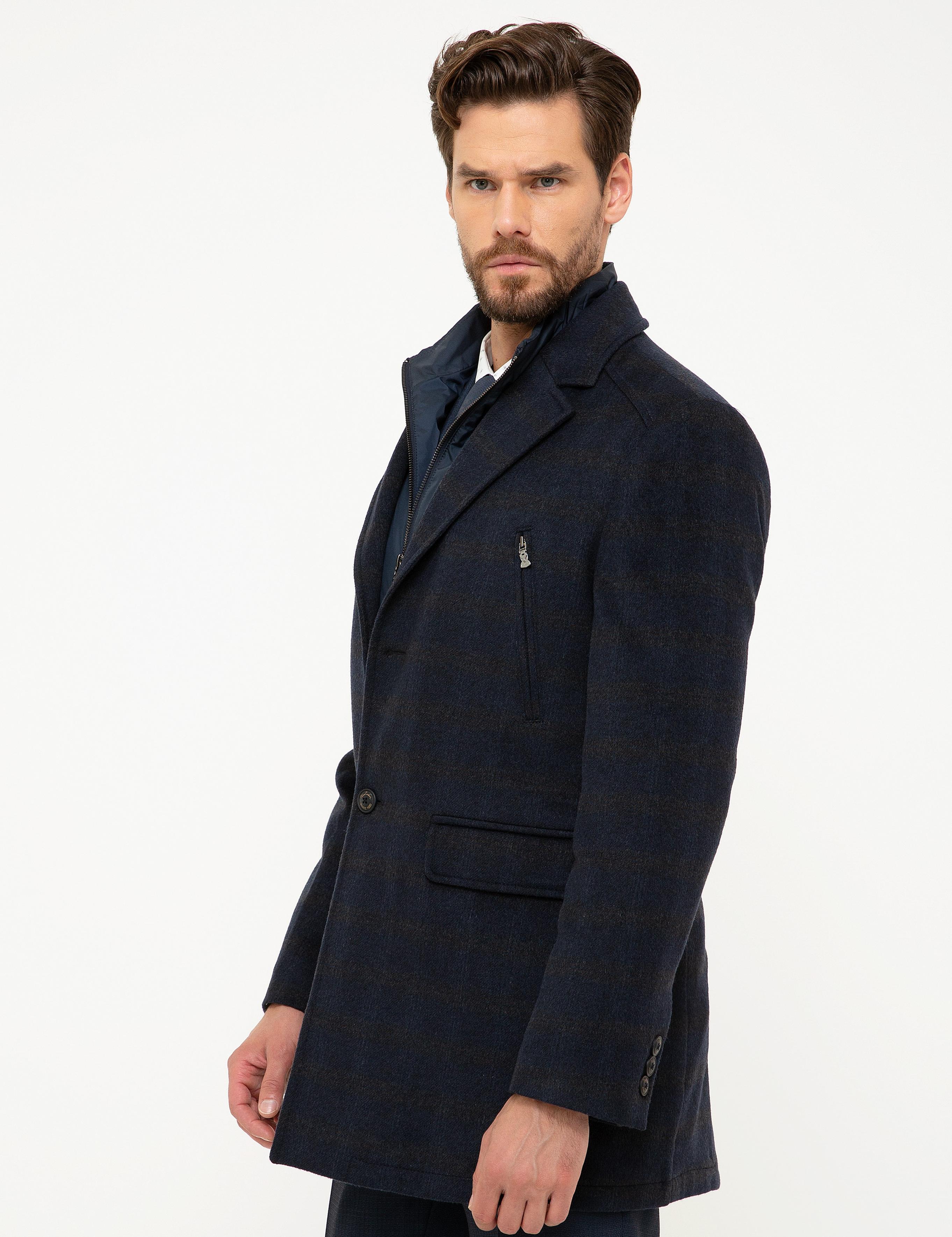 Lacivert Slim Fit Palto