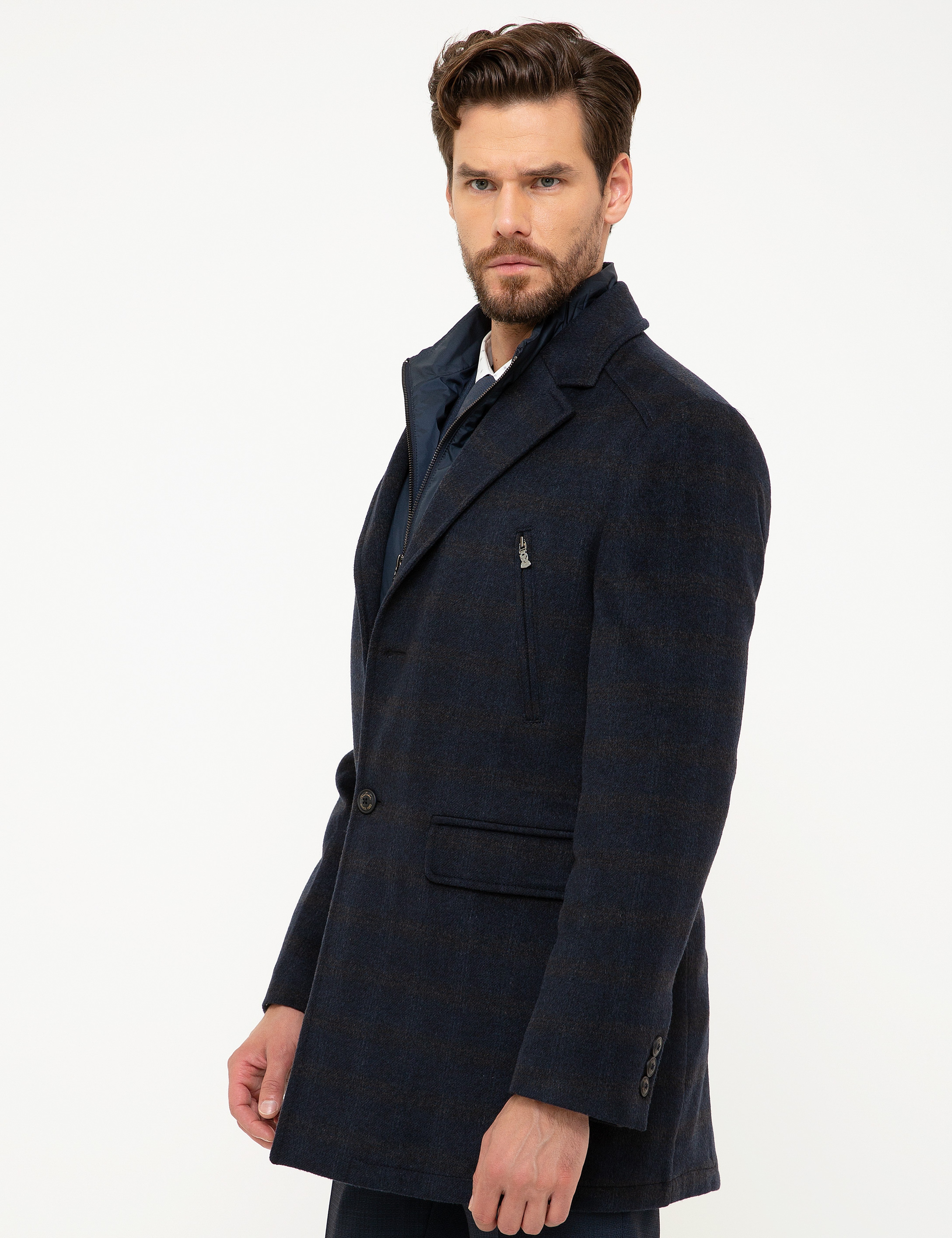 Lacivert Slim Fit Palto
