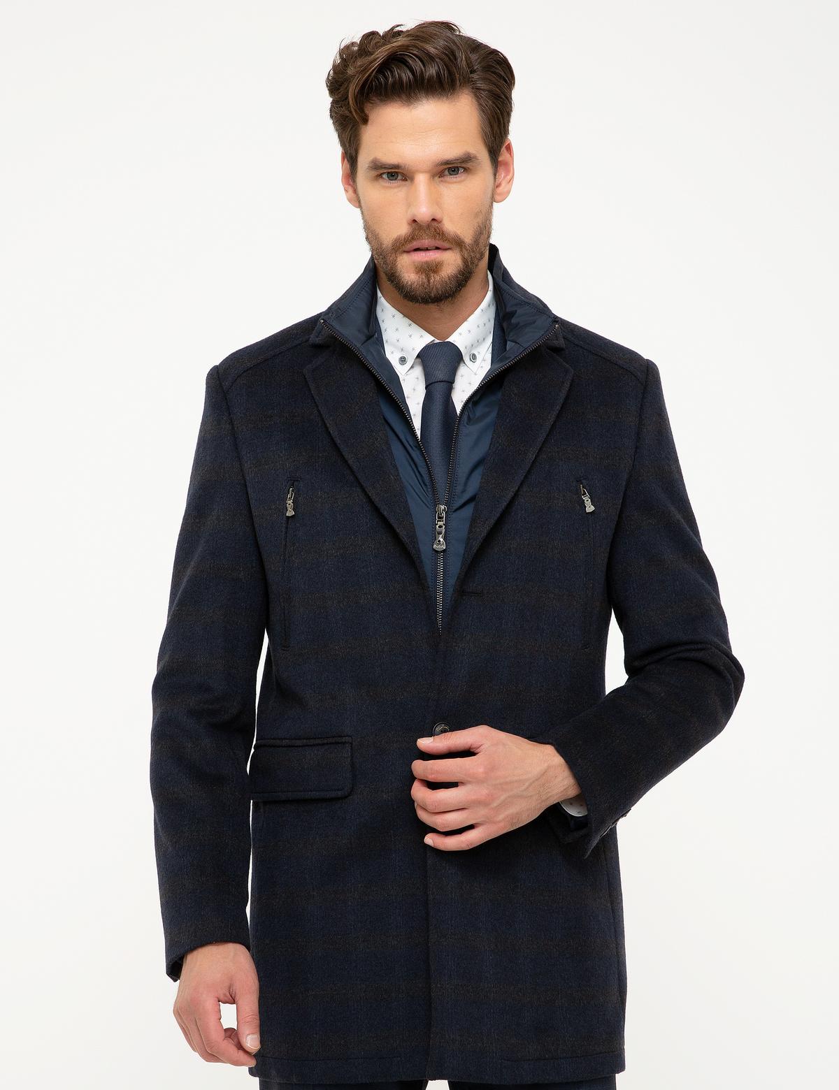 Lacivert Slim Fit Palto