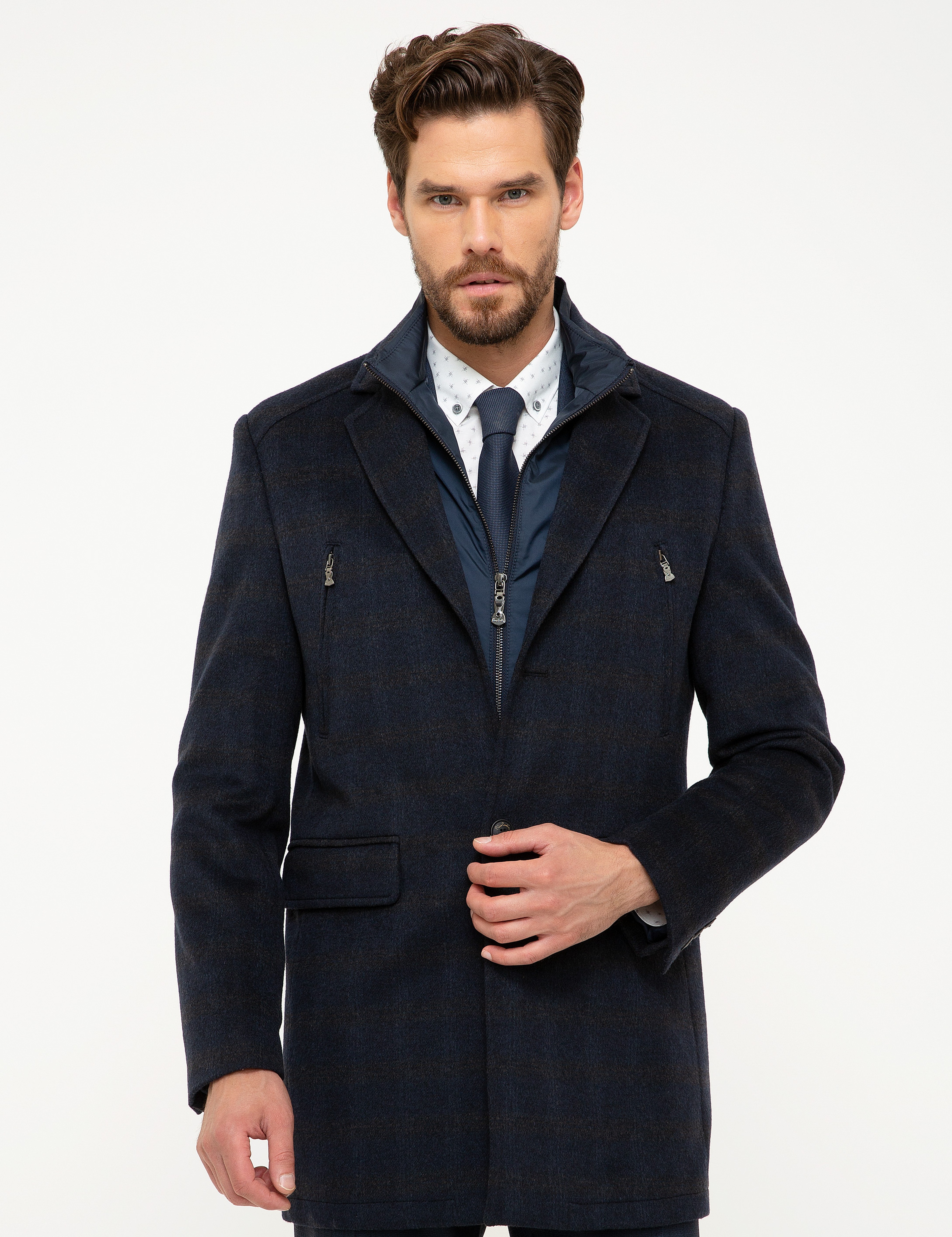 Lacivert Slim Fit Palto - Image 1