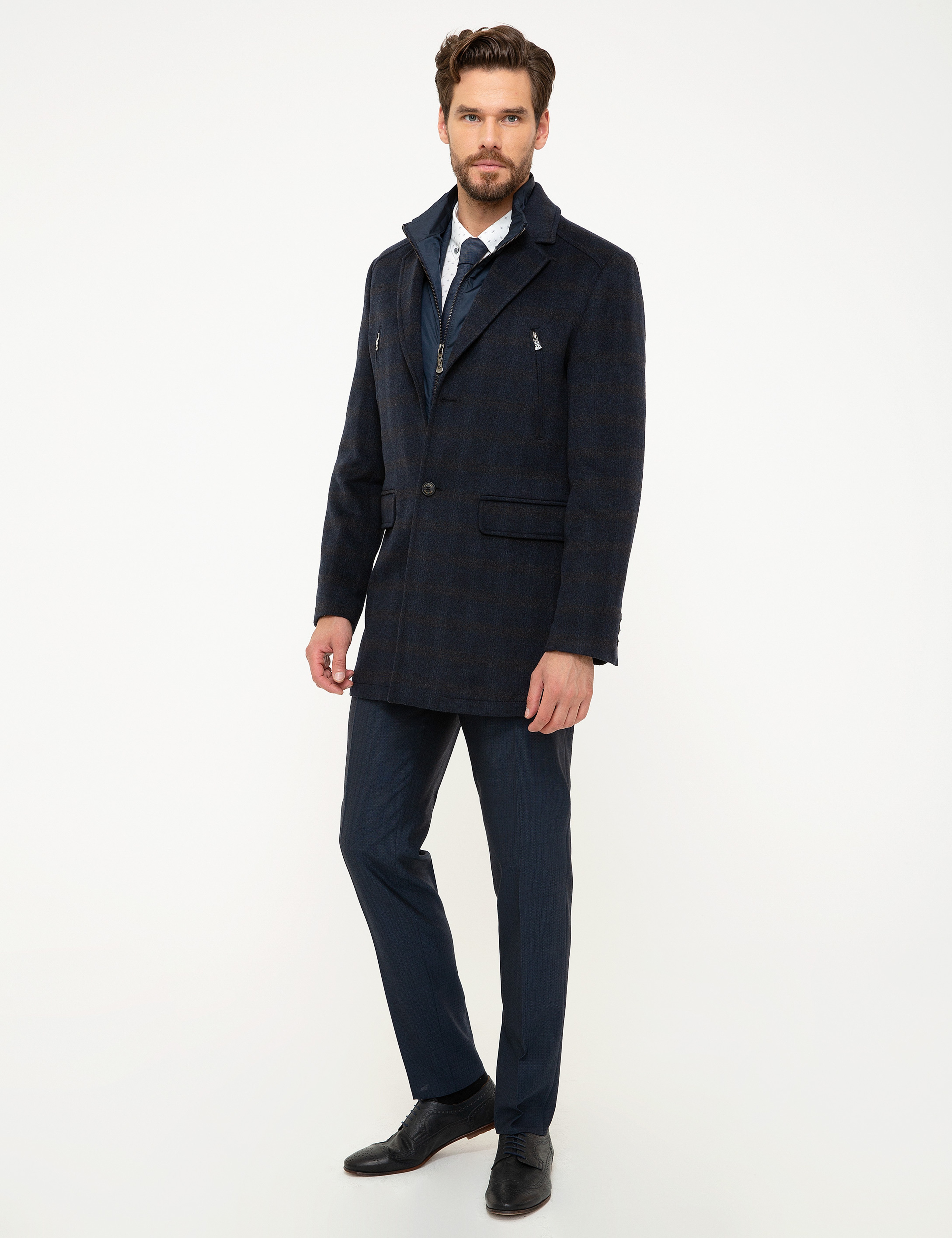 Lacivert Slim Fit Palto