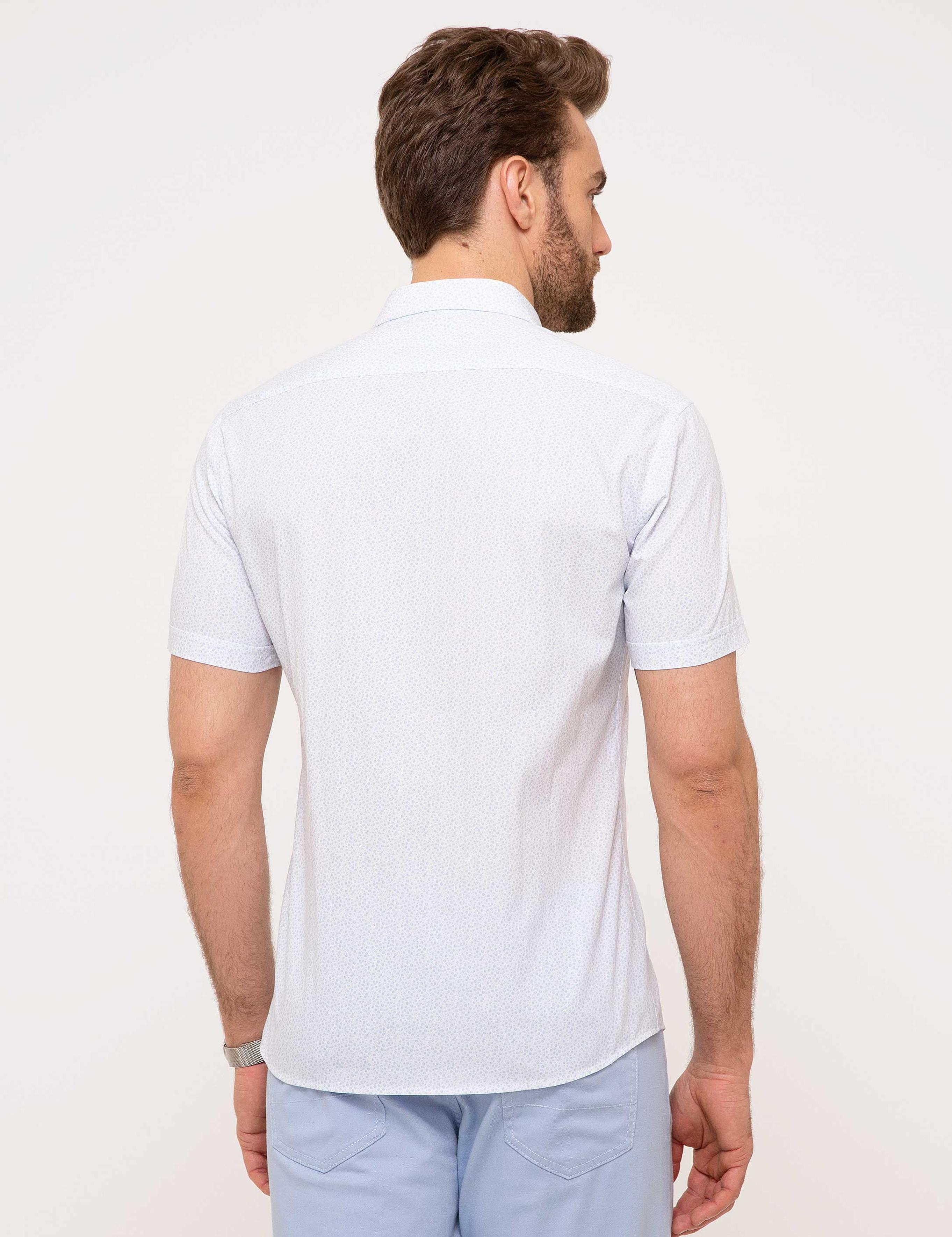 Açık Mavi Slim Fit Kısa Kollu Gömlek