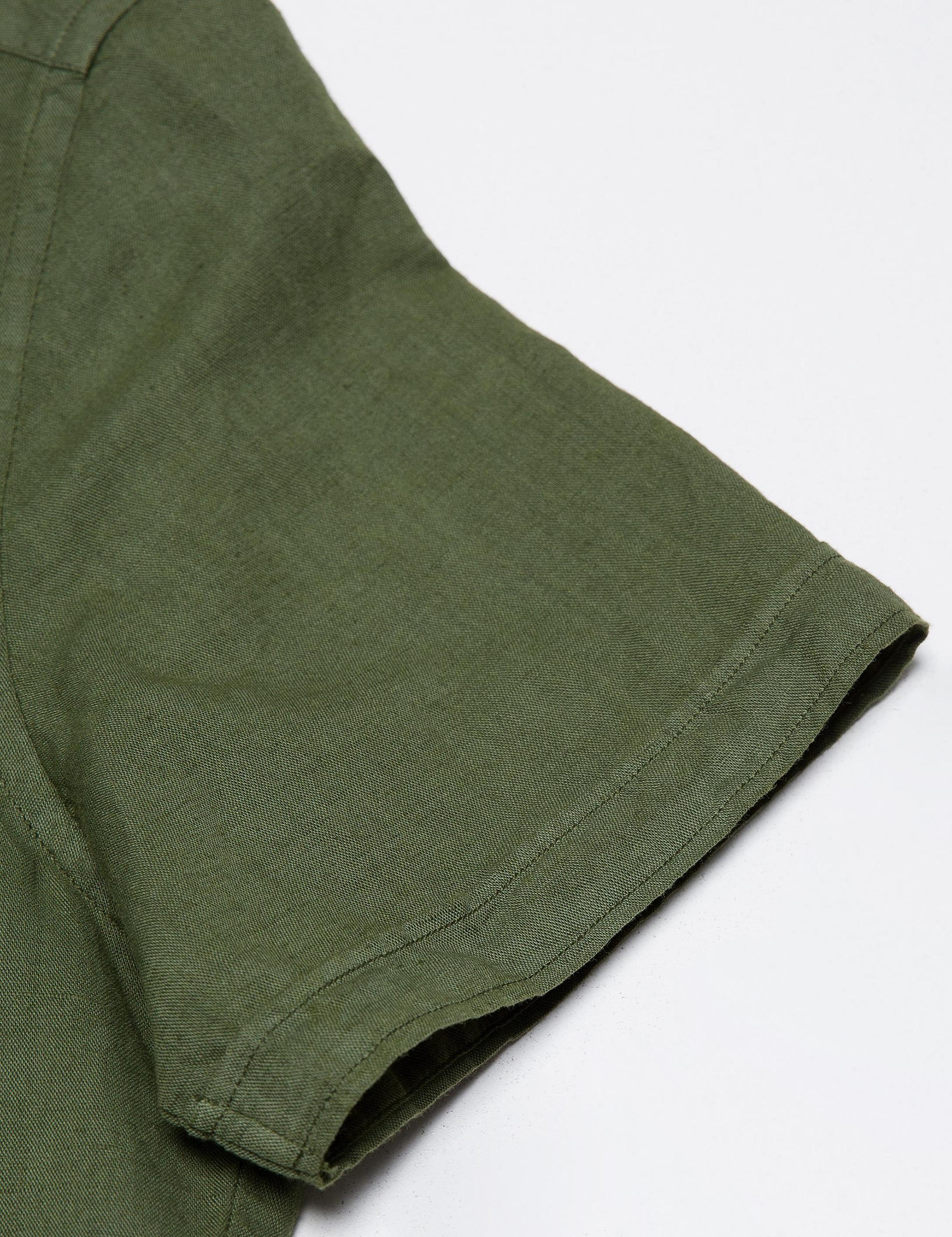 Yeşil Slim Fit Kısa Kollu Gömlek