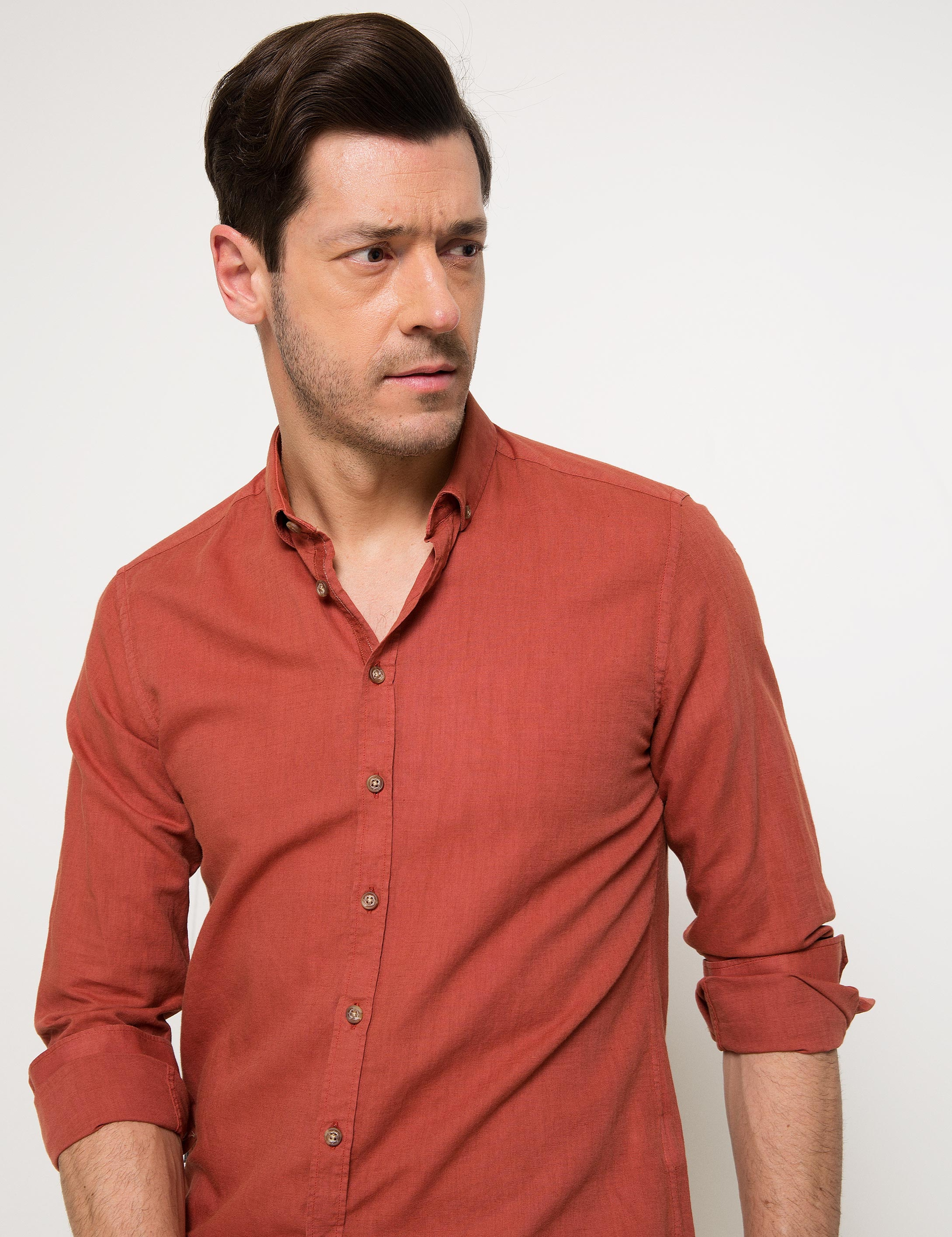 Turuncu Slim Fit Gömlek - Image 2