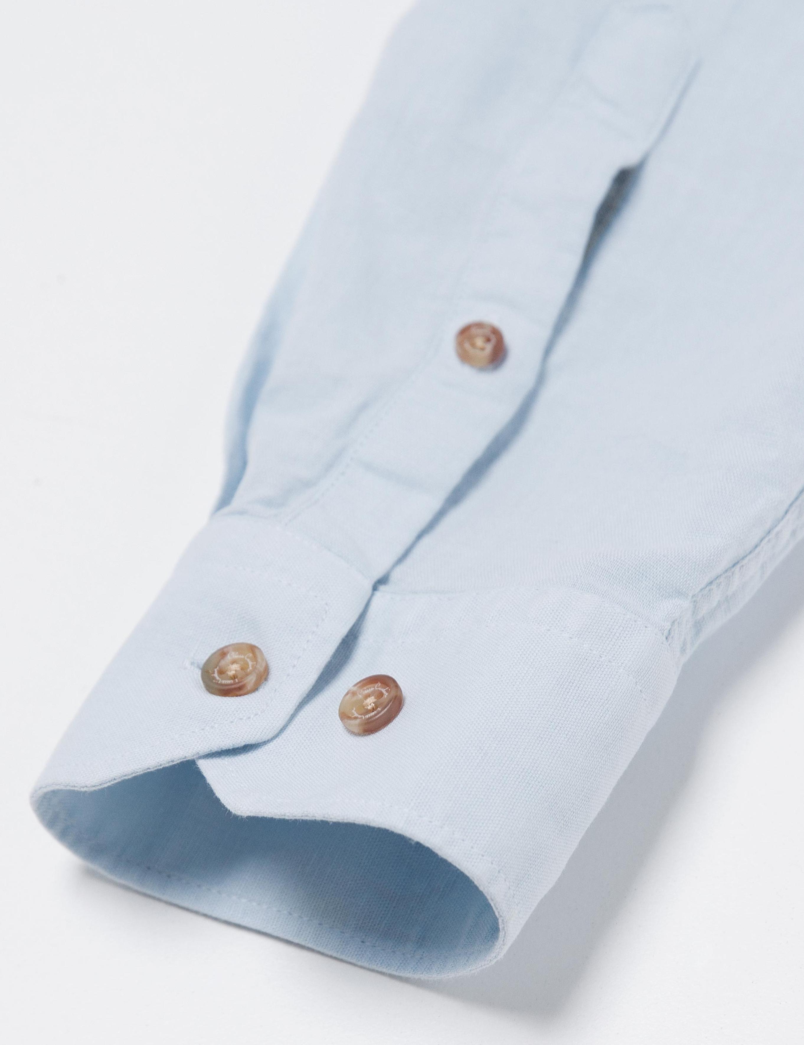 Açık Mavi Slim Fit Keten Karışımlı Gömlek