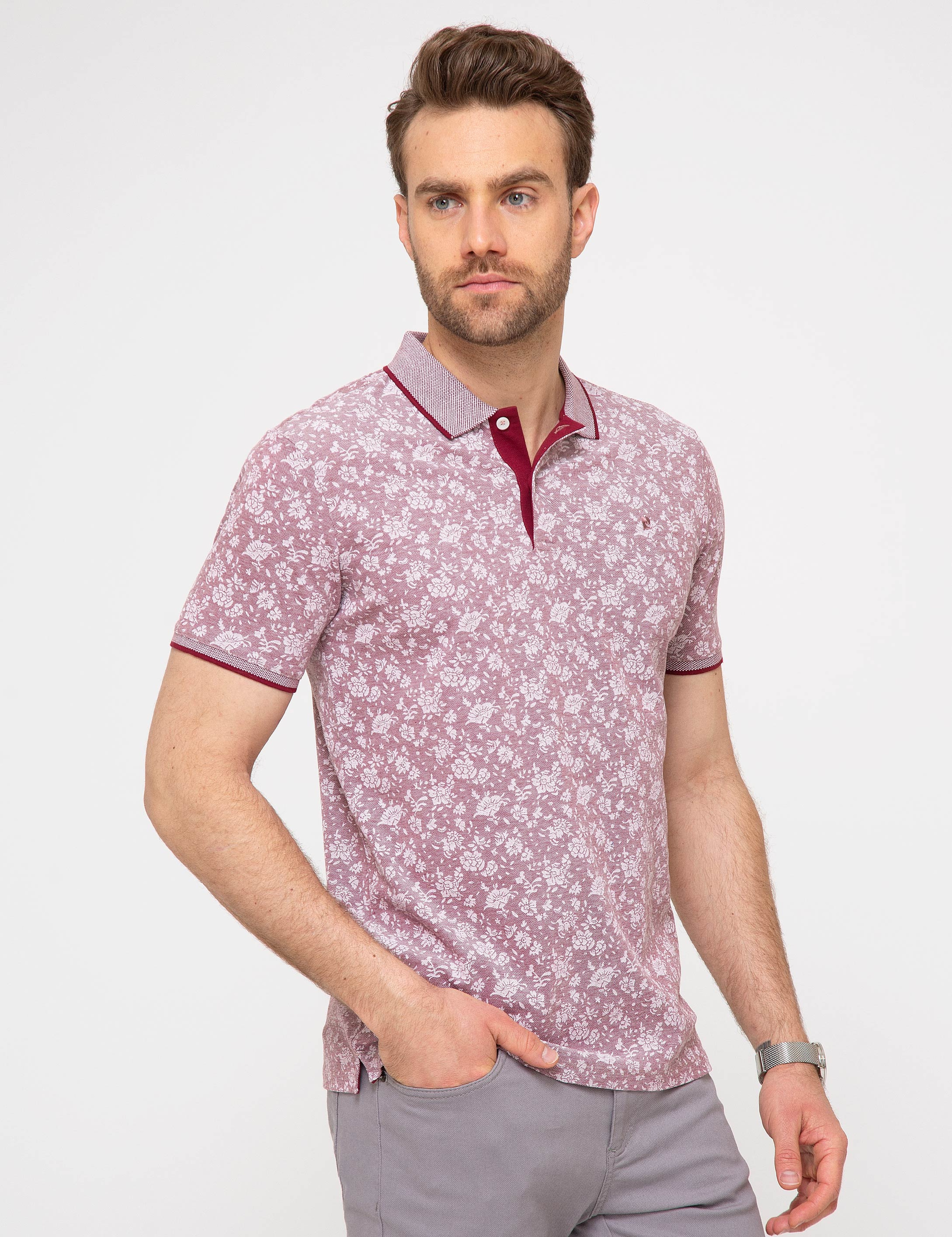 Bordo Slim Fit Tişört - Image 1