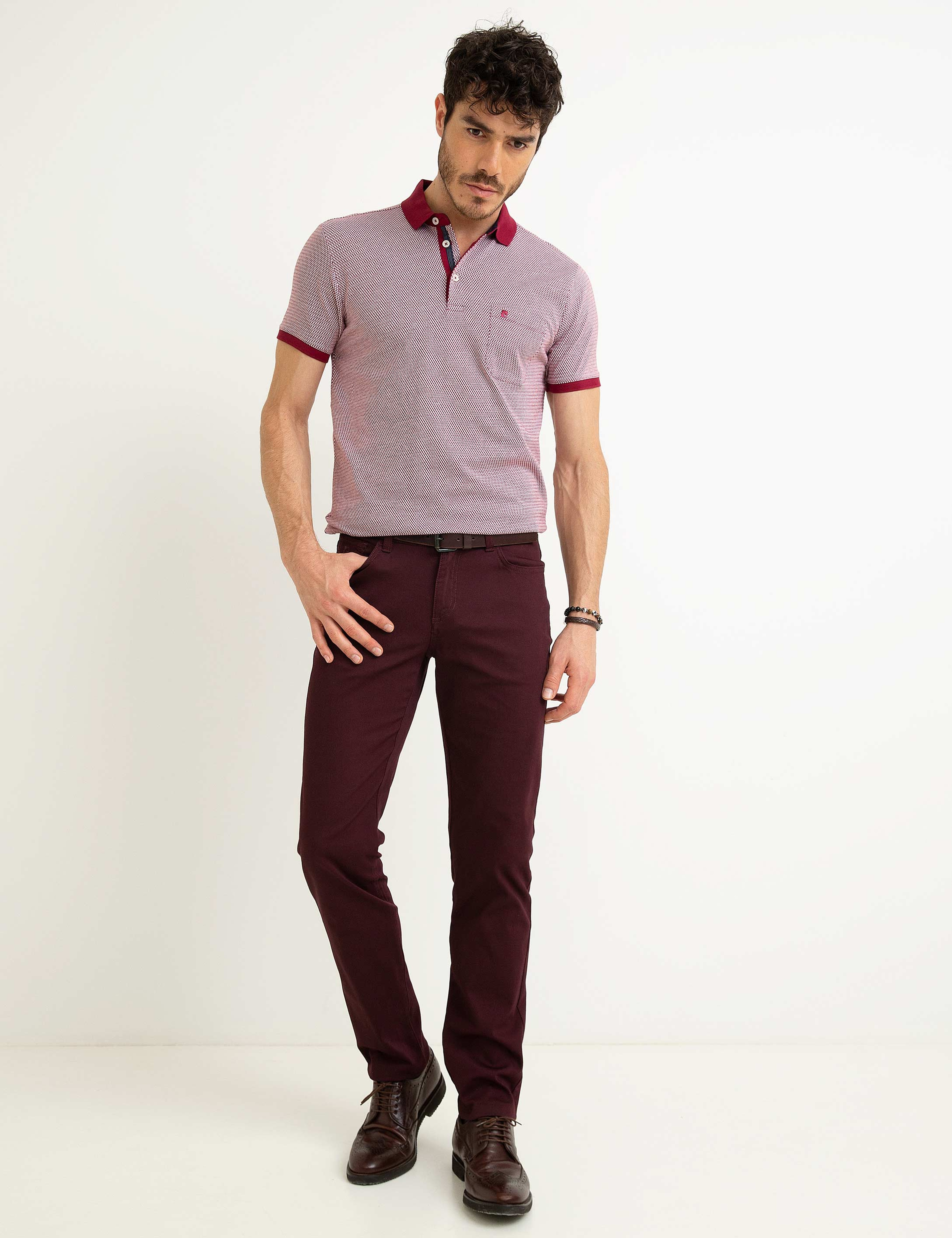 Bordo Regular Fit Polo Yaka Tişört