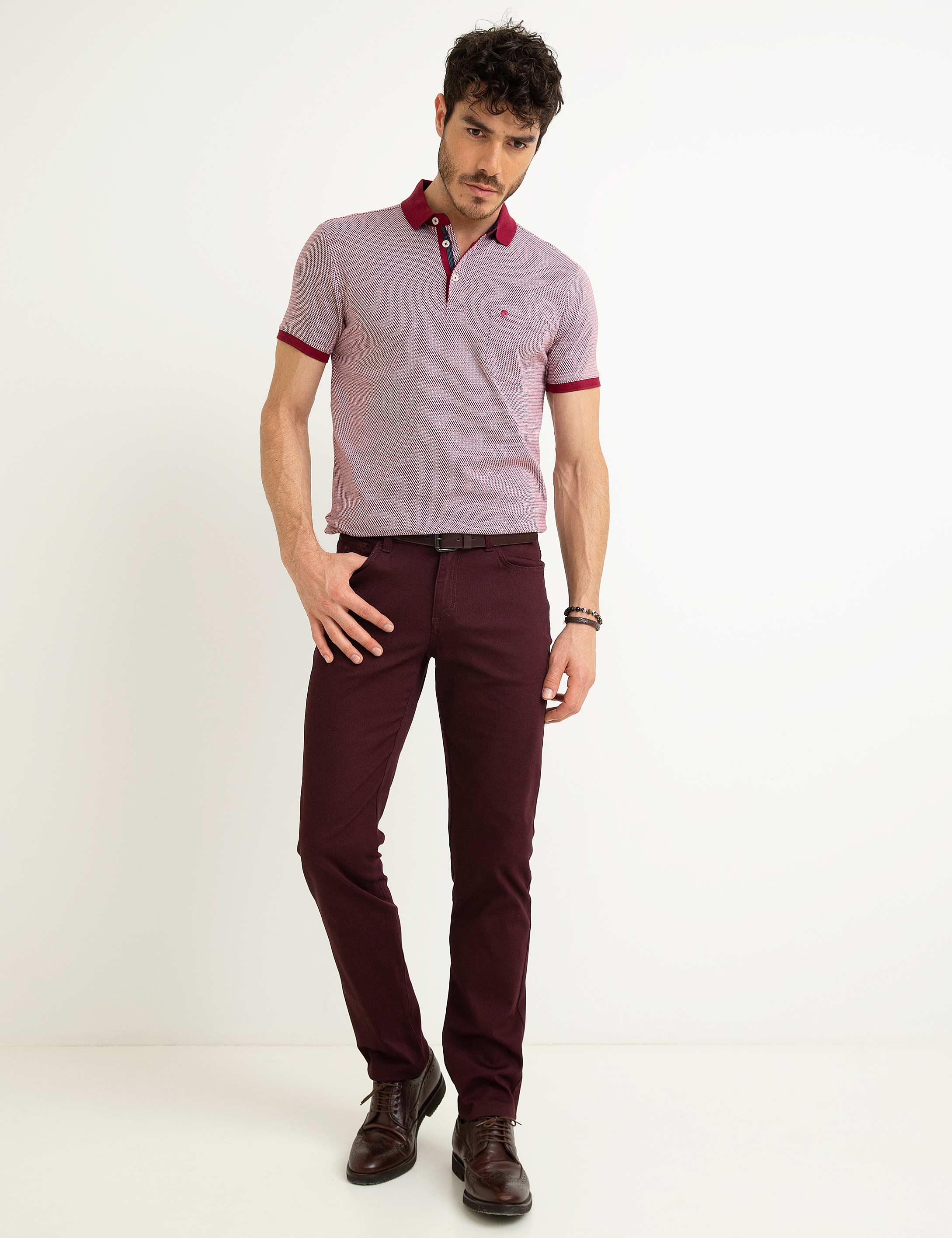 Bordo Regular Fit Polo Yaka Tişört