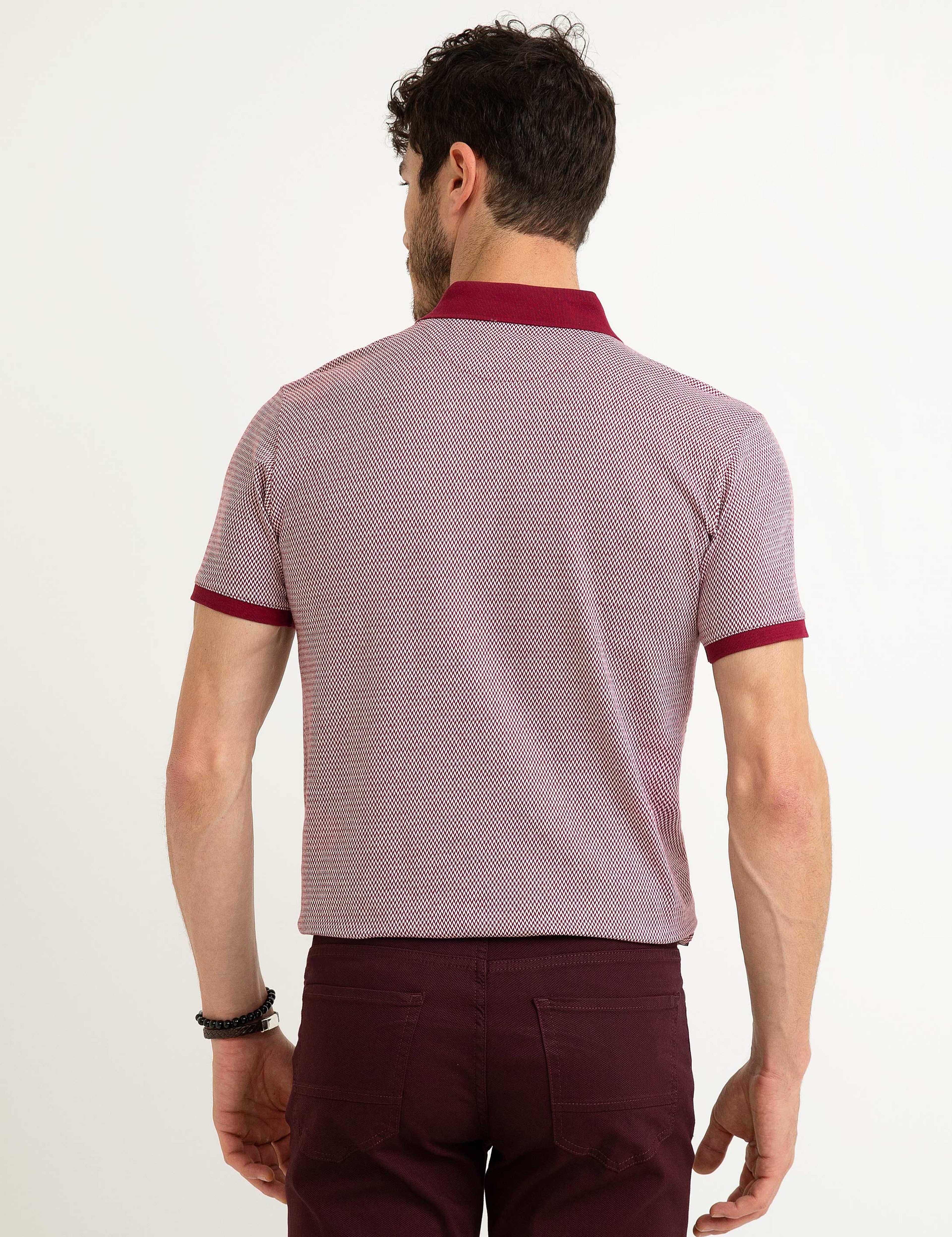 Bordo Regular Fit Polo Yaka Tişört - Image 3