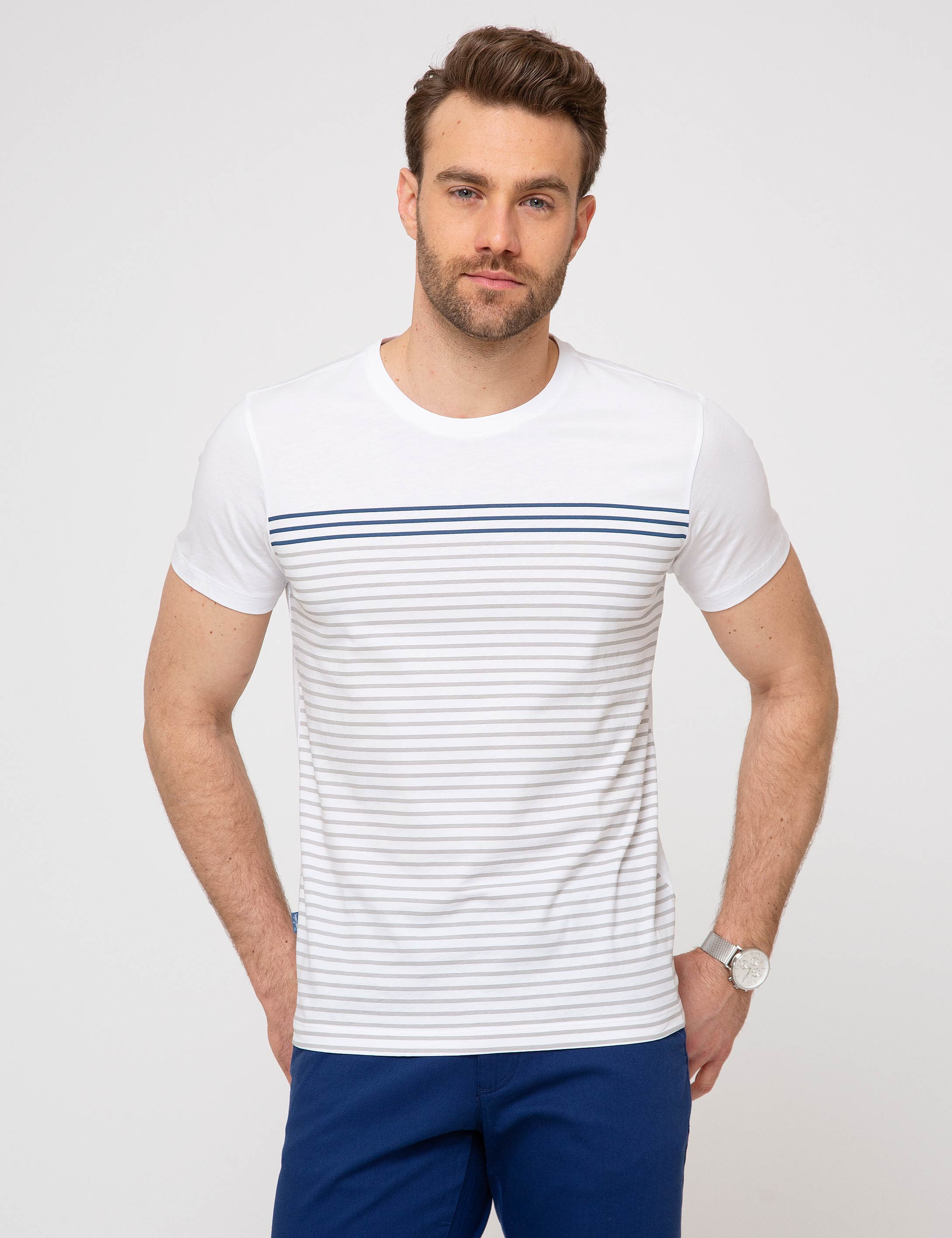 Beyaz Slim Fit Tişört - Image 1