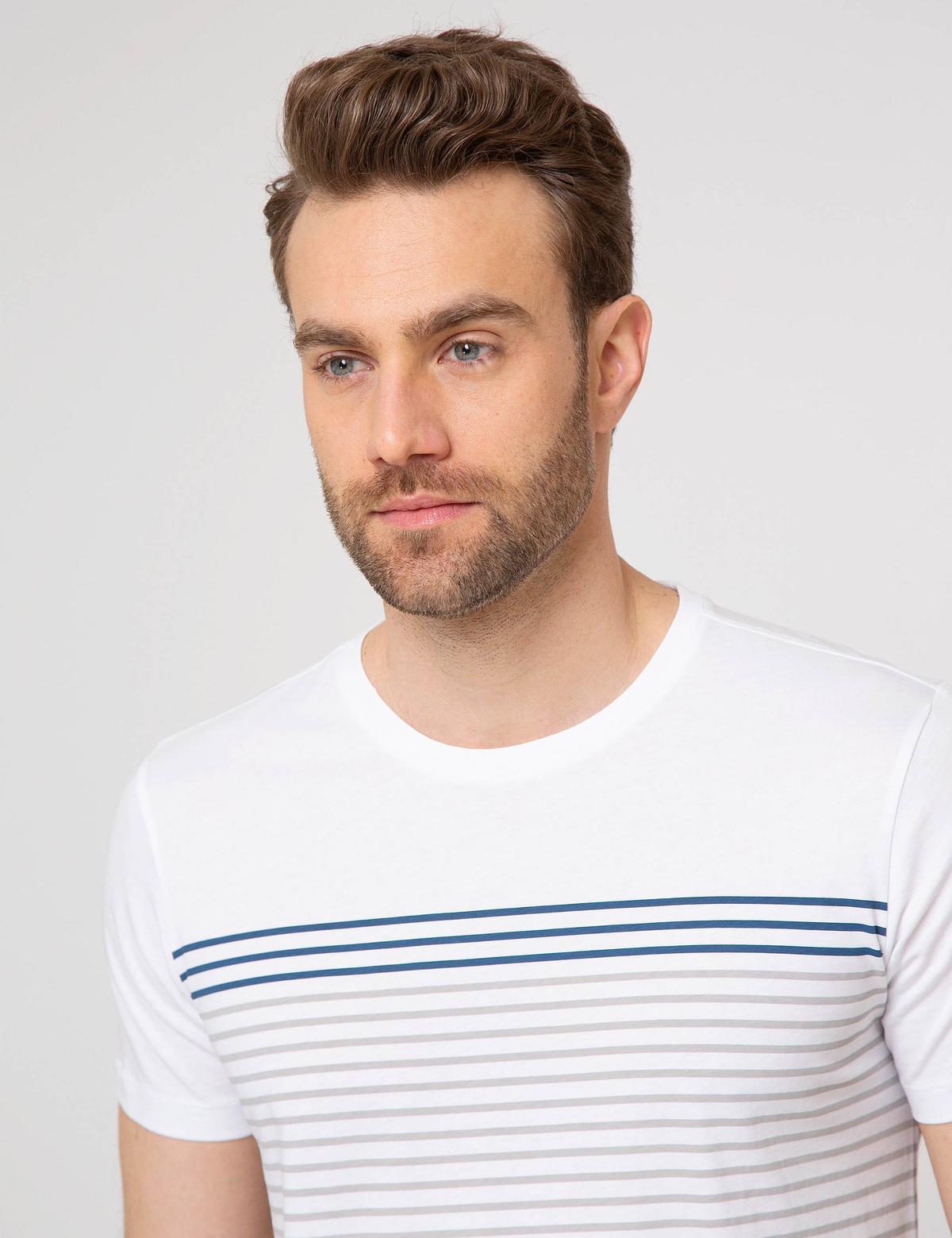 Beyaz Slim Fit Tişört - 50185901001