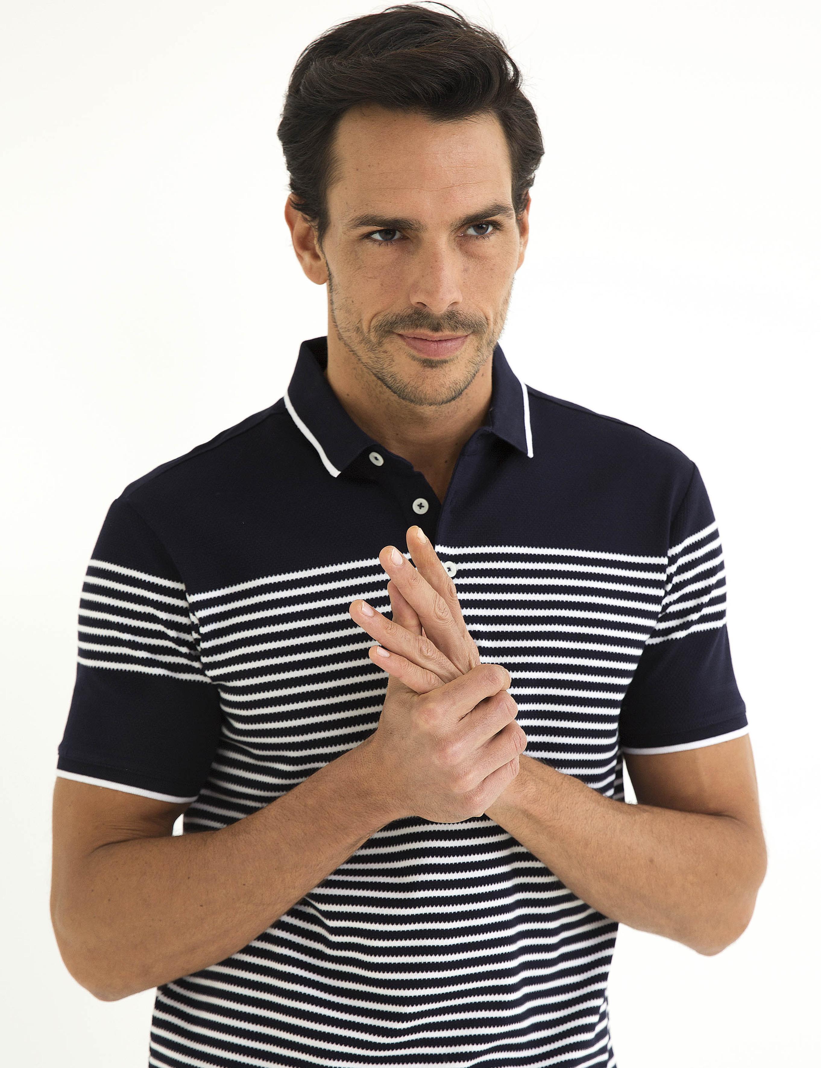 Lacivert Slim Fit Polo Yaka T-Shirt