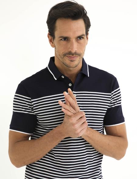 Lacivert Slim Fit Polo Yaka T-Shirt - 50185913033