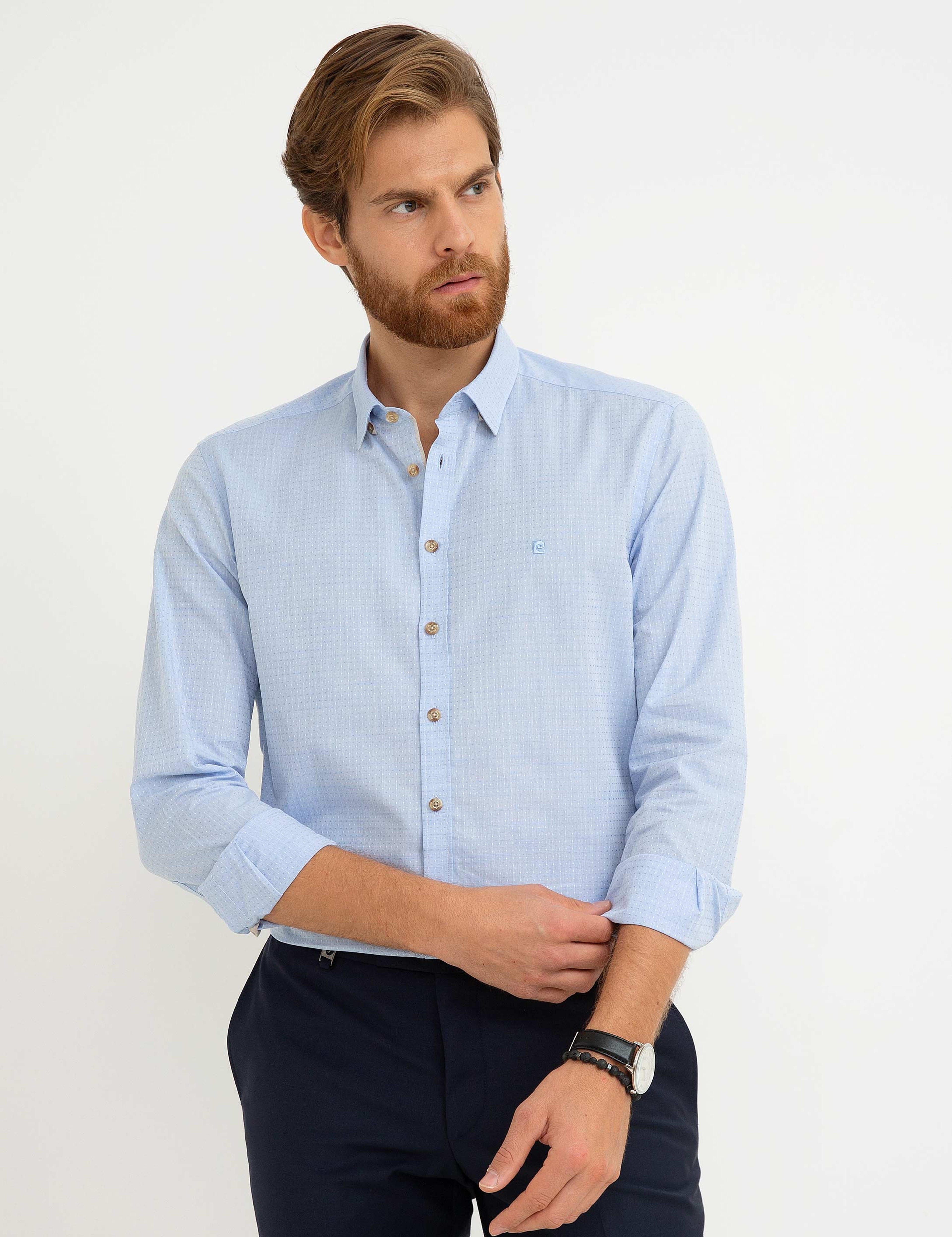Açık Mavi Slim Fit Gömlek - Image 2